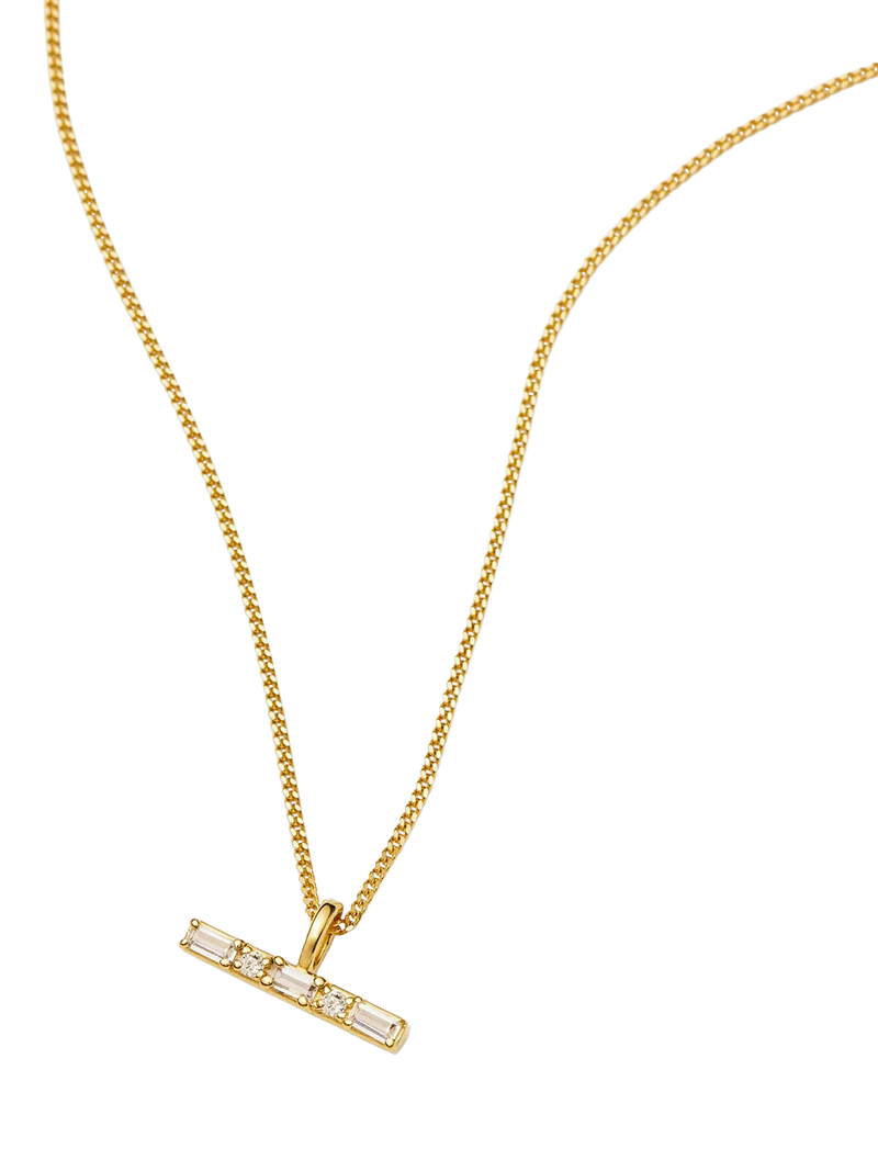 Missoma crystal T-bar necklace gold vermeil - British product