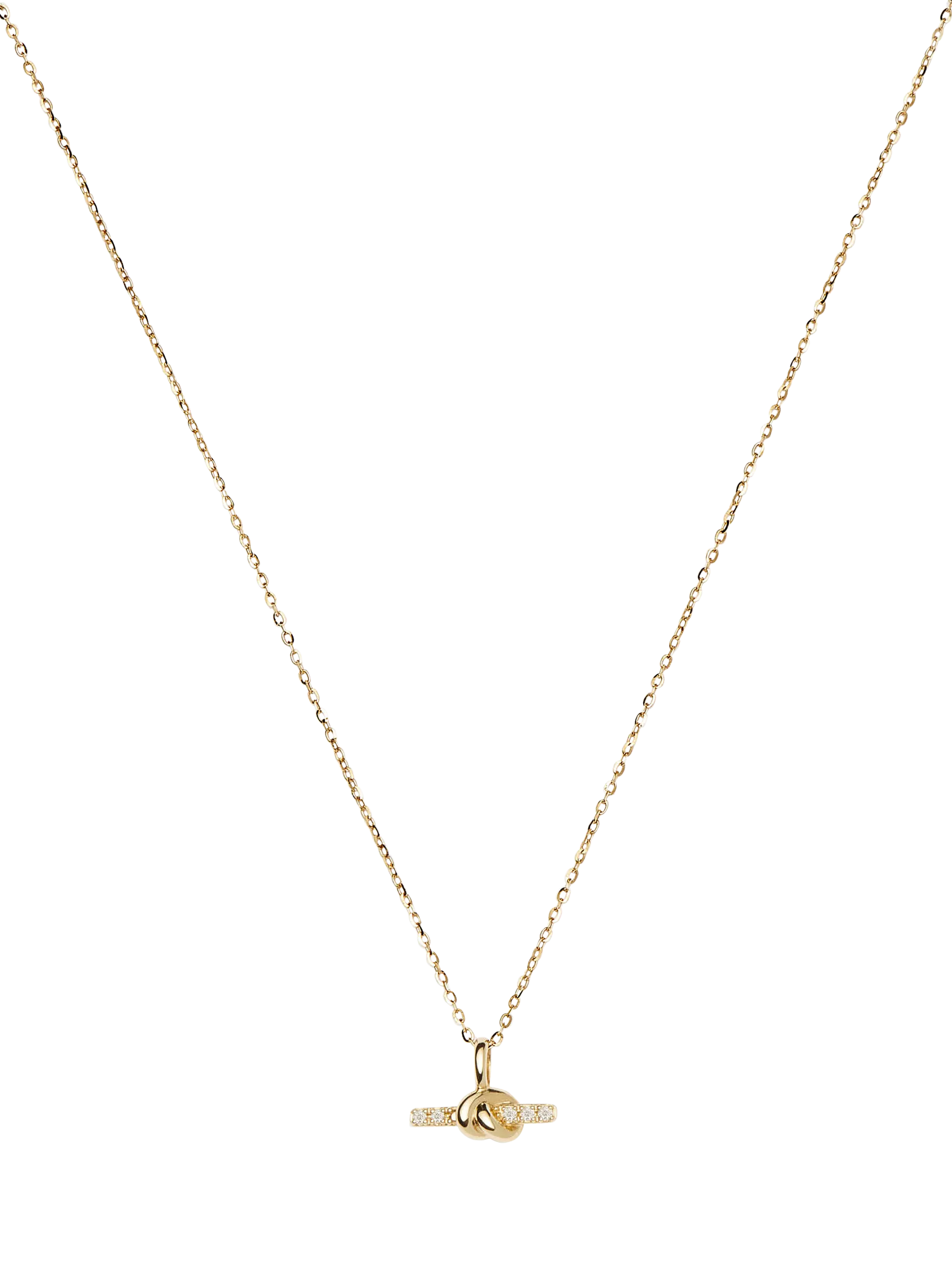 Missoma knotted diamond T-bar necklace 14ct yellow gold, UK version