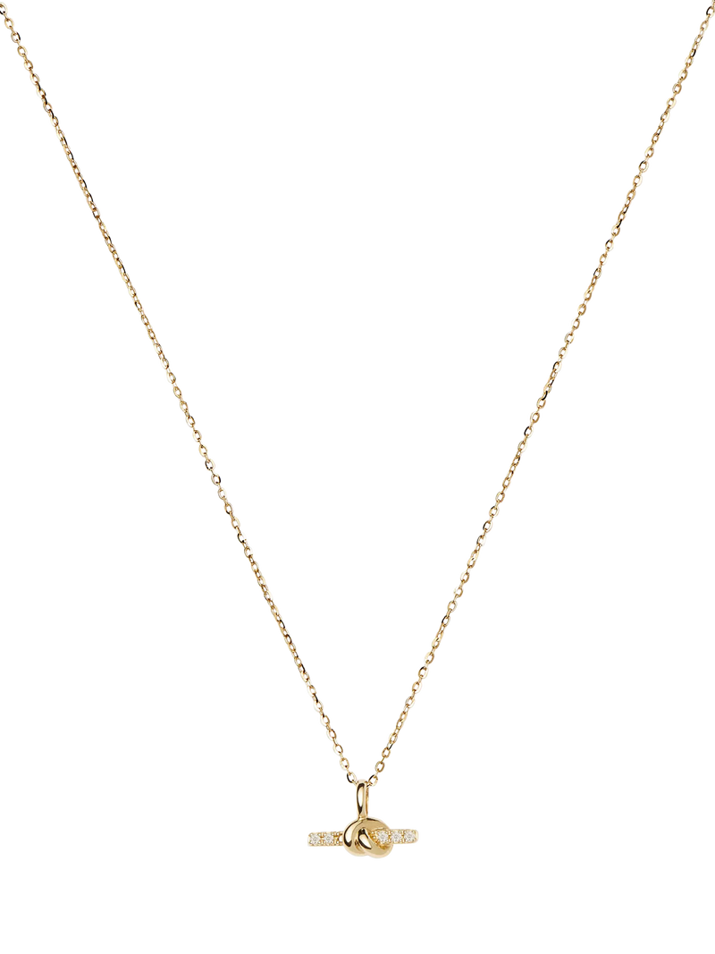 Missoma knotted diamond T-bar necklace 14ct yellow gold, UK version