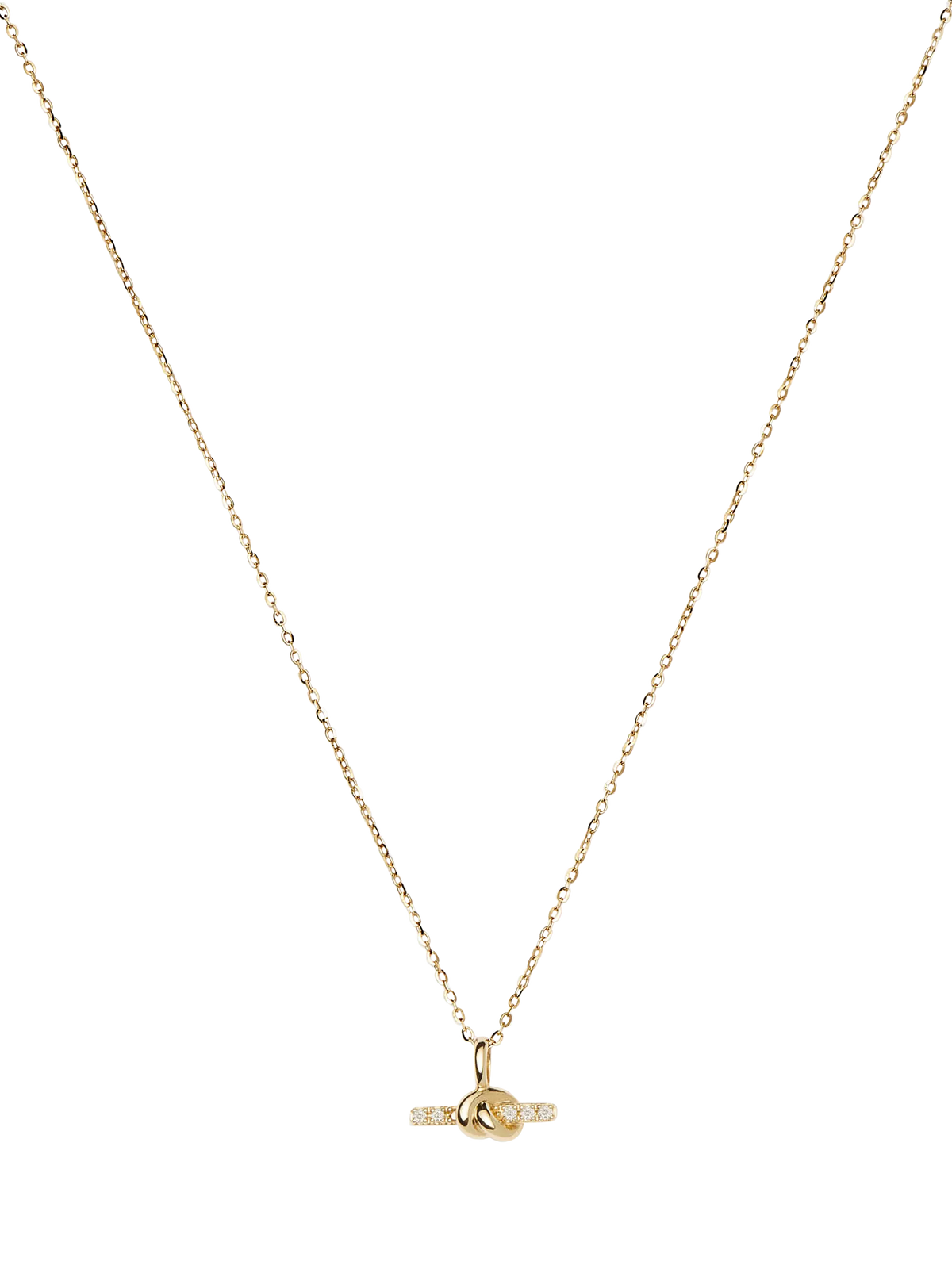 Missoma knotted diamond T-bar necklace 14ct yellow gold, UK version