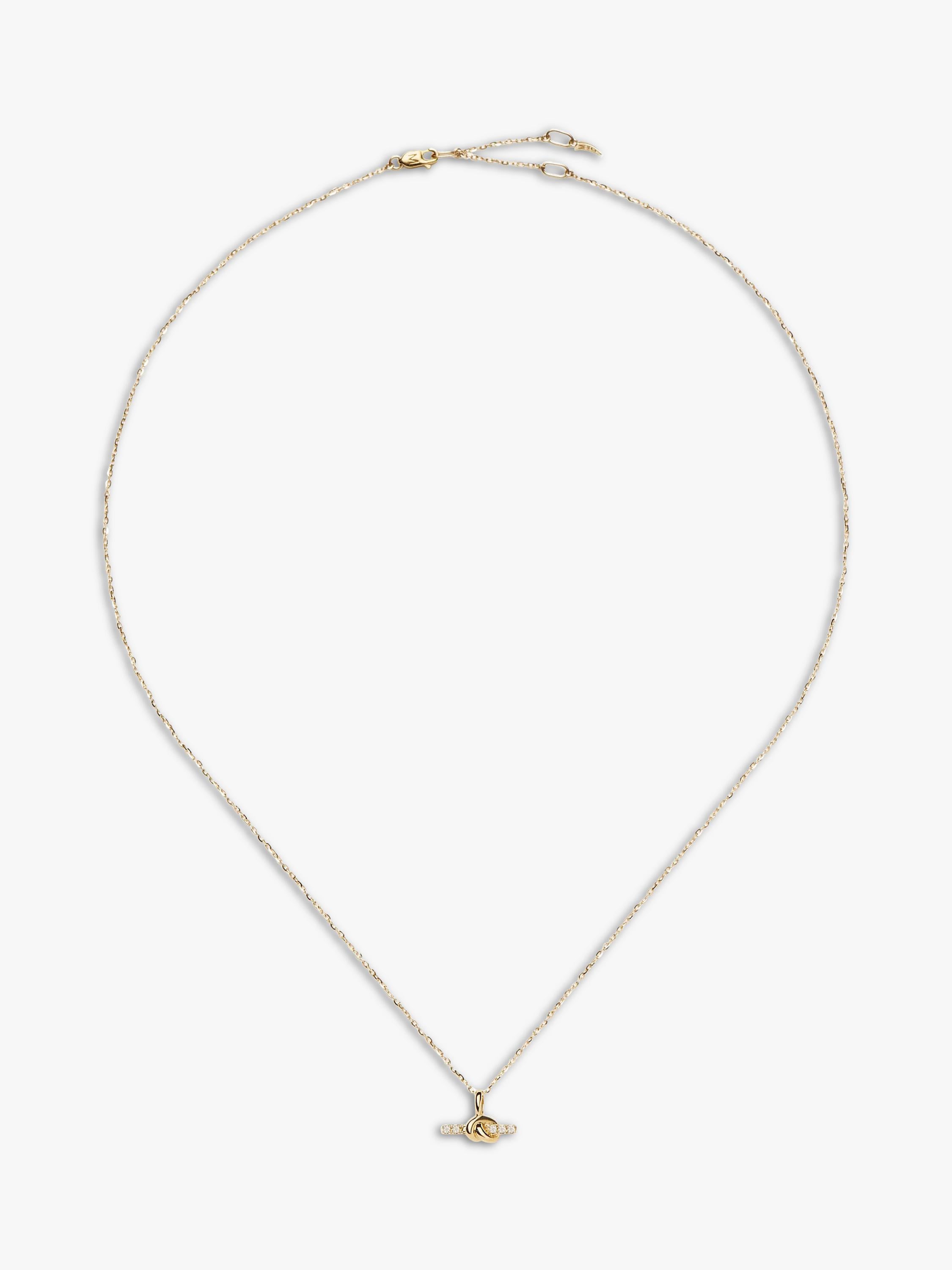 Missoma knotted diamond T-bar necklace 14ct yellow gold, UK version