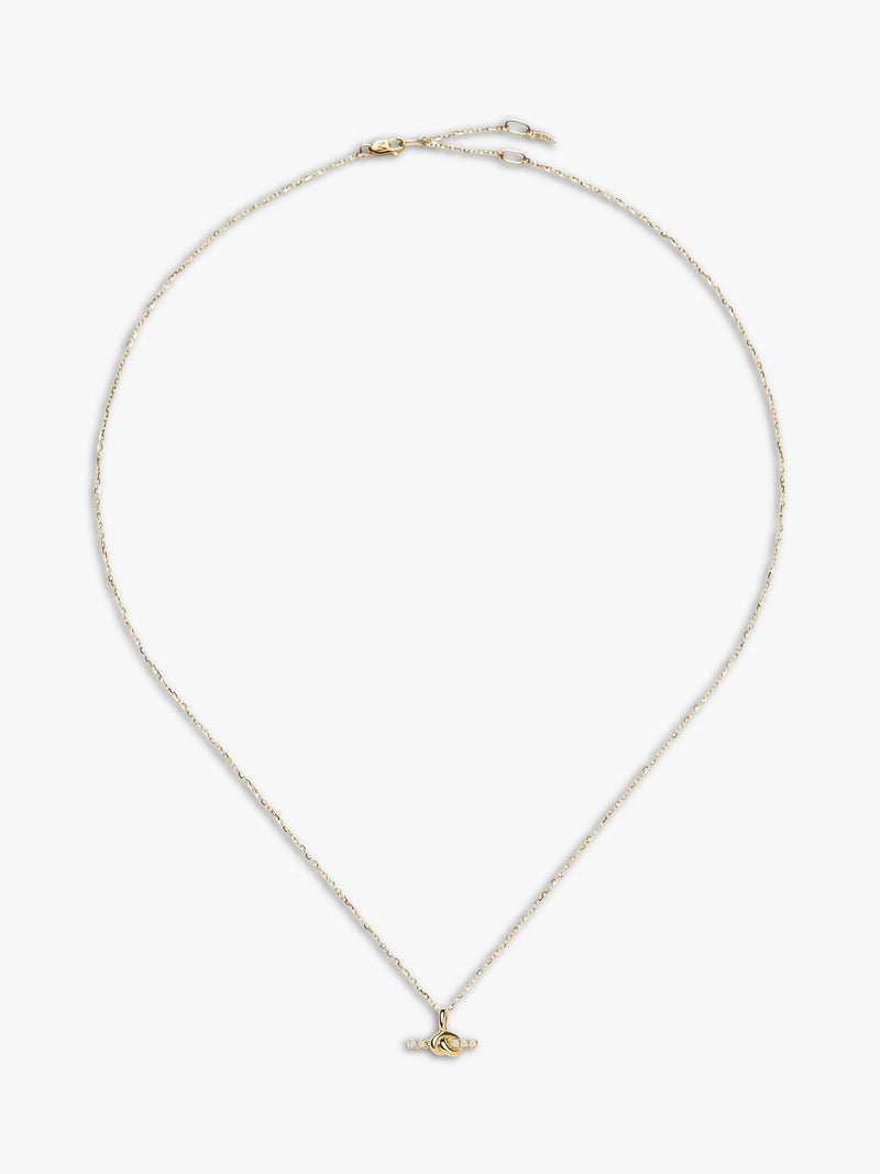 Missoma knotted diamond T-bar necklace 14ct yellow gold, UK version