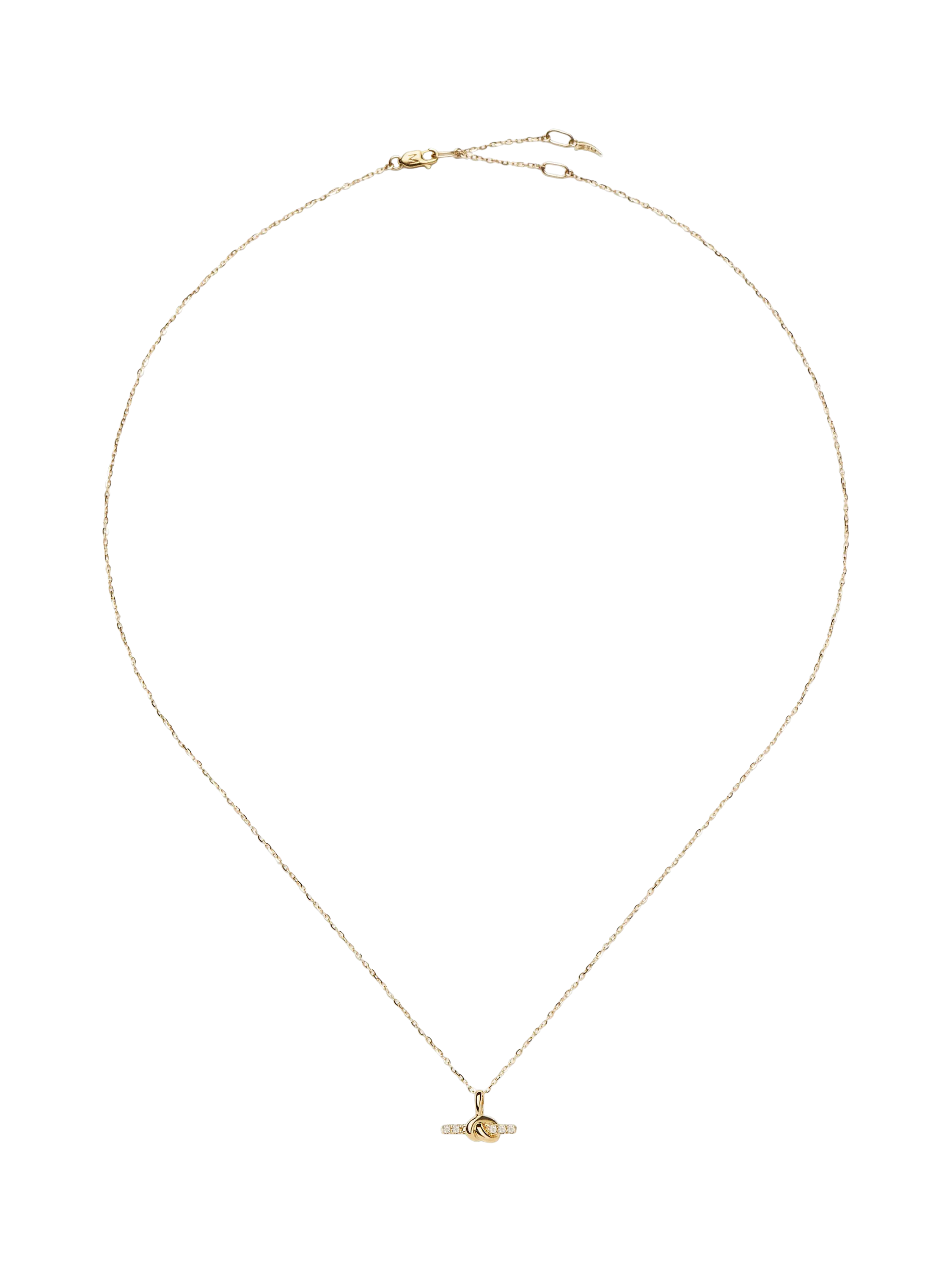 Missoma knotted diamond T-bar necklace 14ct yellow gold, UK version
