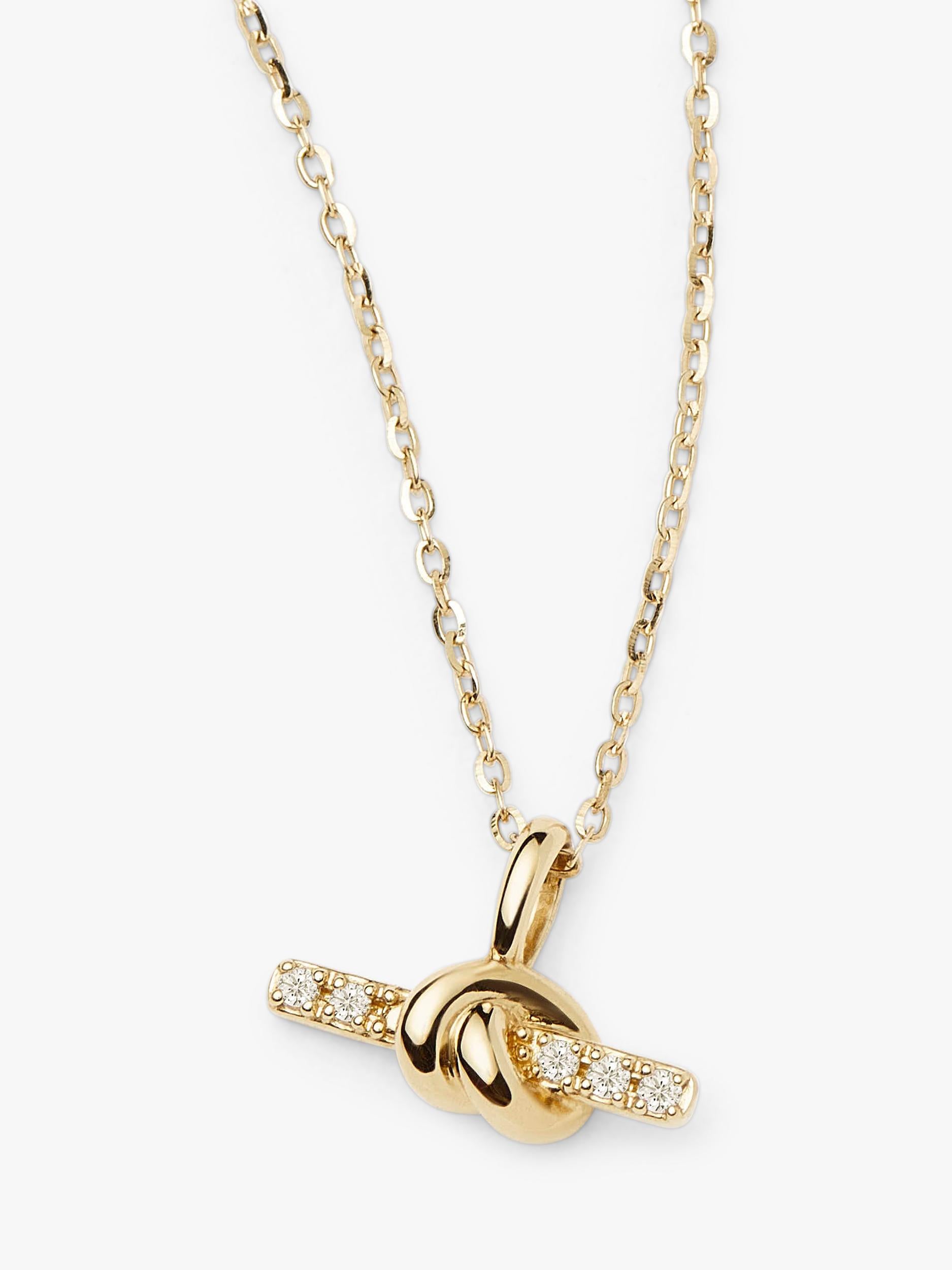 Missoma knotted diamond T-bar necklace 14ct yellow gold, UK version