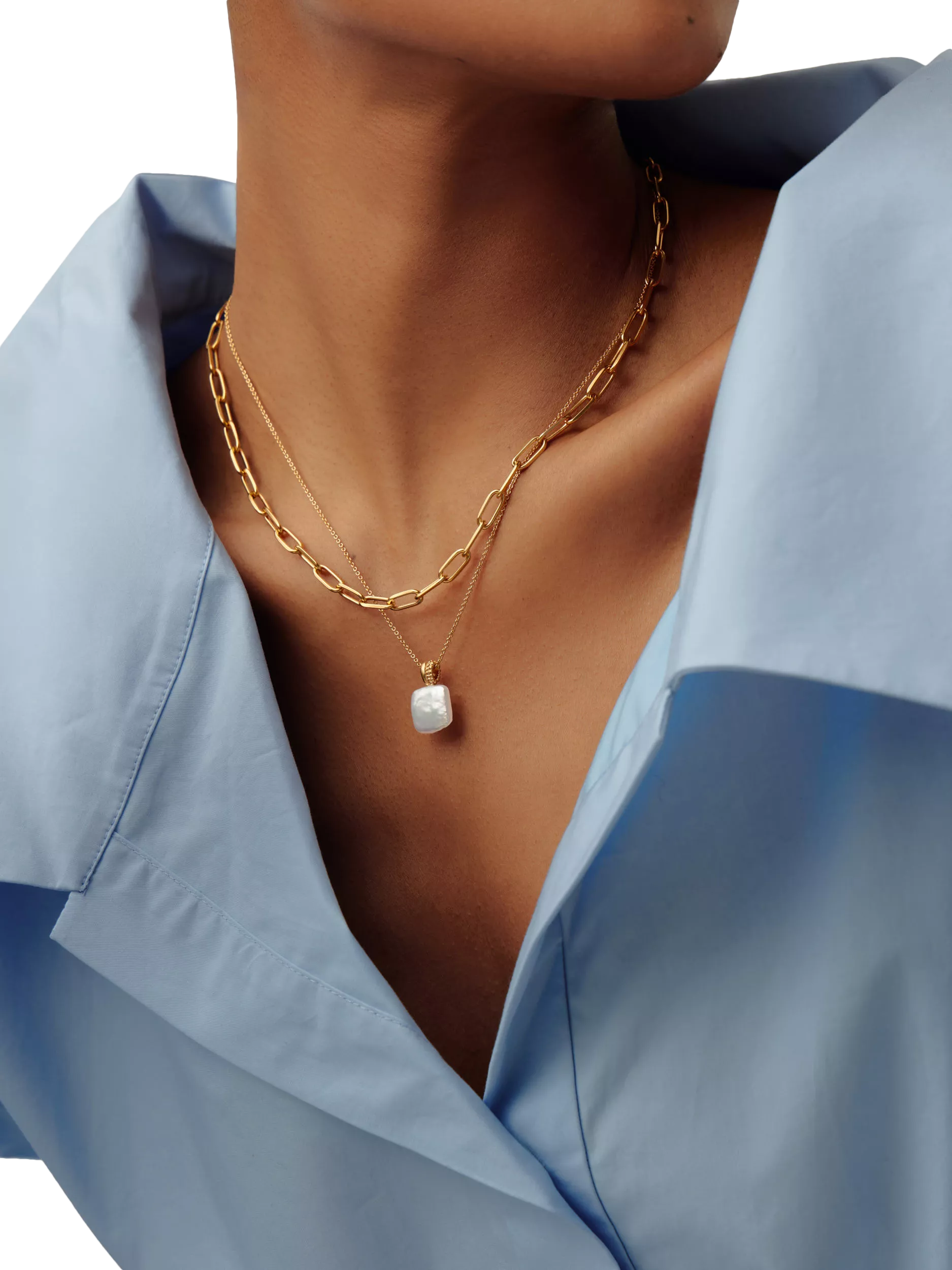 Missoma Square Baya pendant necklace gold pearl - British product