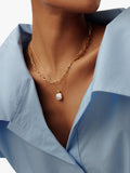 Missoma Square Baya pendant necklace gold pearl - British product