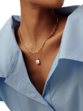 Missoma Square Baya pendant necklace gold pearl - British product