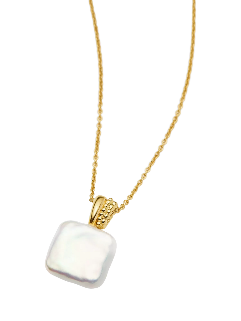 Missoma Square Baya pendant necklace gold pearl - British product
