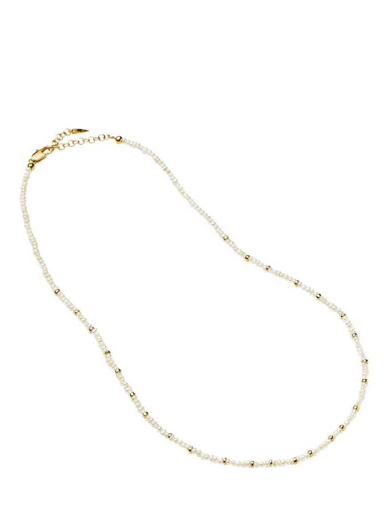 Missoma beaded necklace gold pearl 45cm, imported from the UK