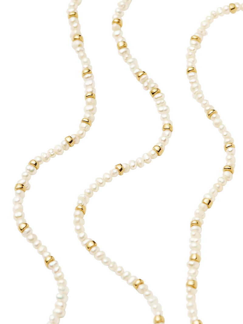 Missoma beaded necklace gold pearl 45cm, imported from the UK