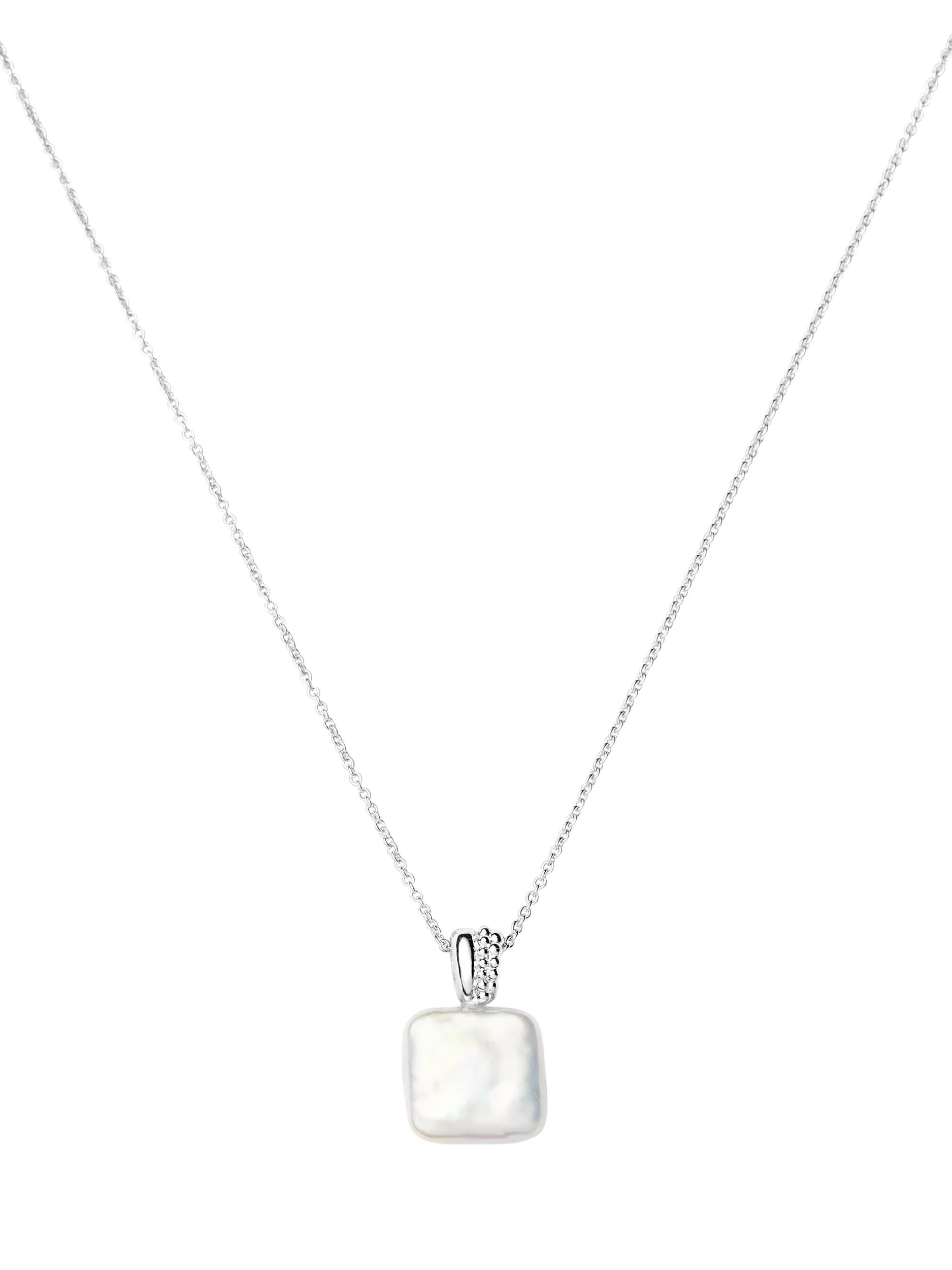 Missoma square pearl baya pendant necklace silver (British brand)