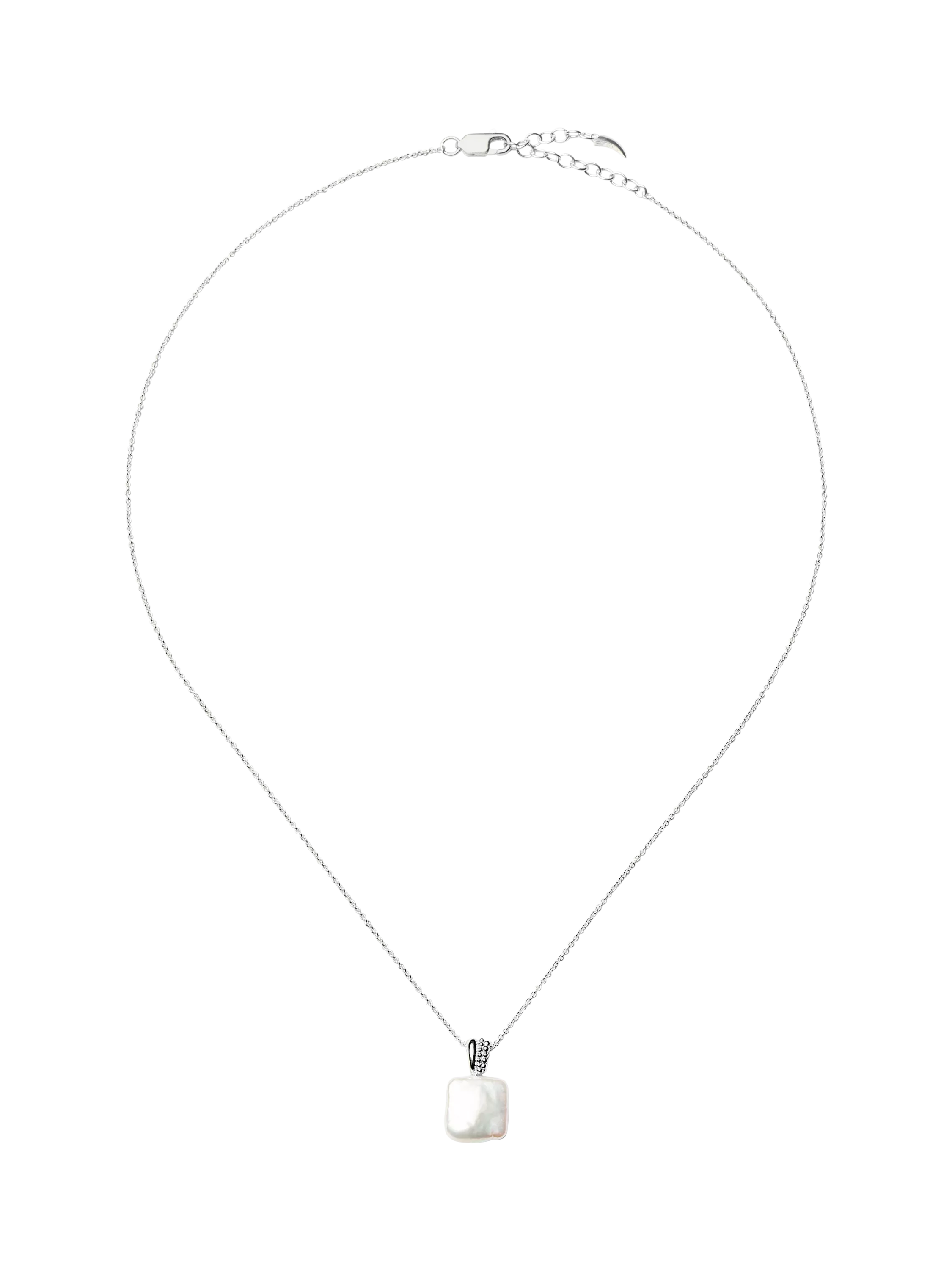 Missoma square pearl baya pendant necklace silver (British brand)