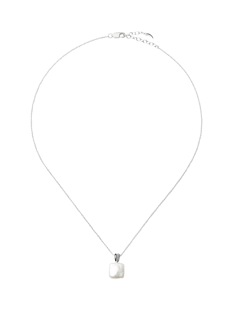 Missoma square pearl baya pendant necklace silver (British brand)