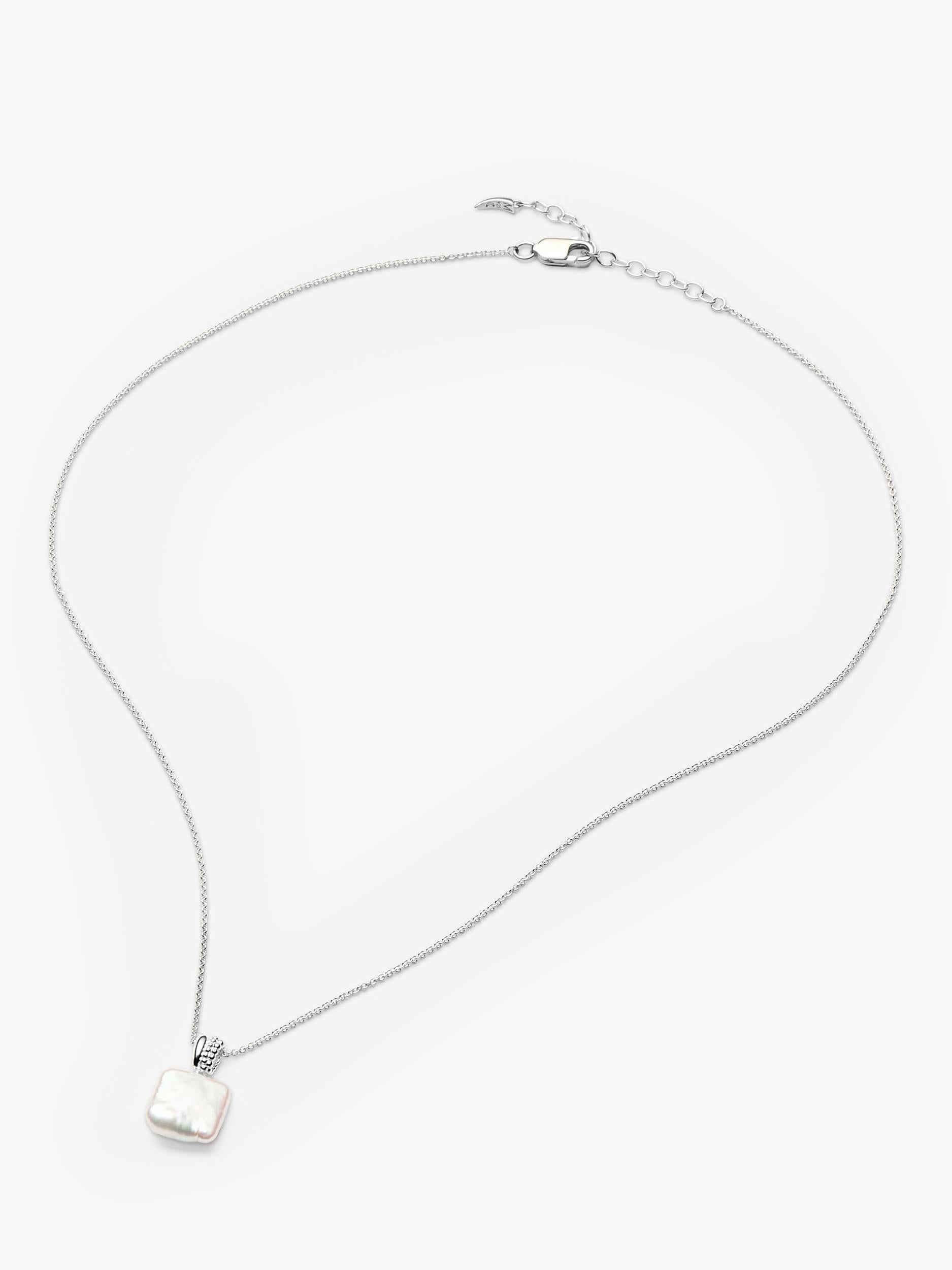 Missoma square pearl baya pendant necklace silver (British brand)