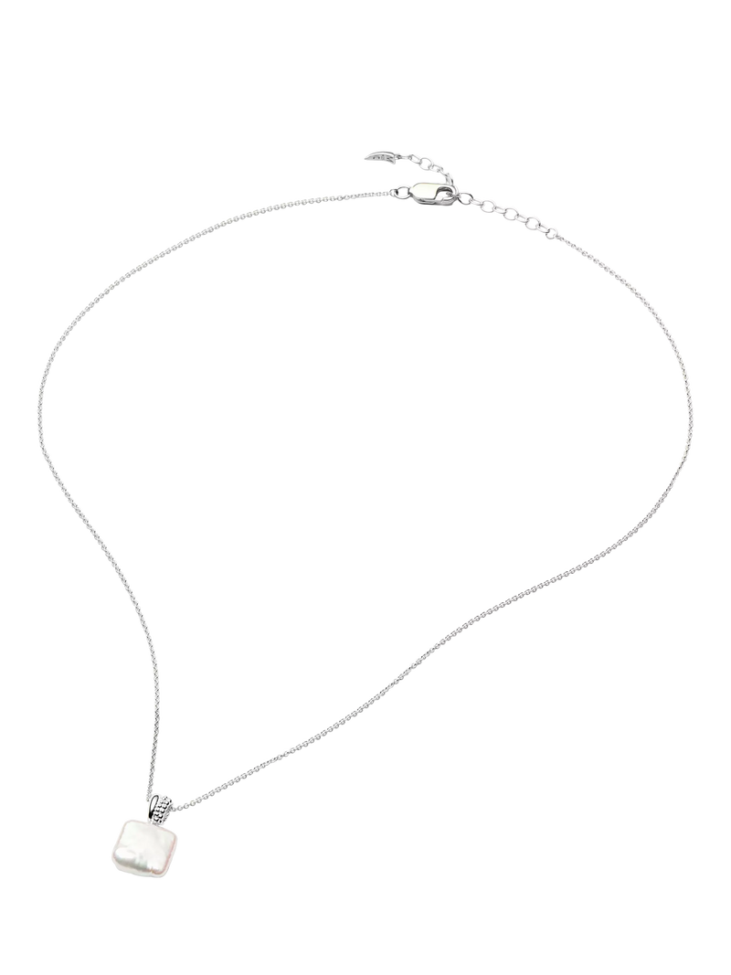 Missoma square pearl baya pendant necklace silver (British brand)