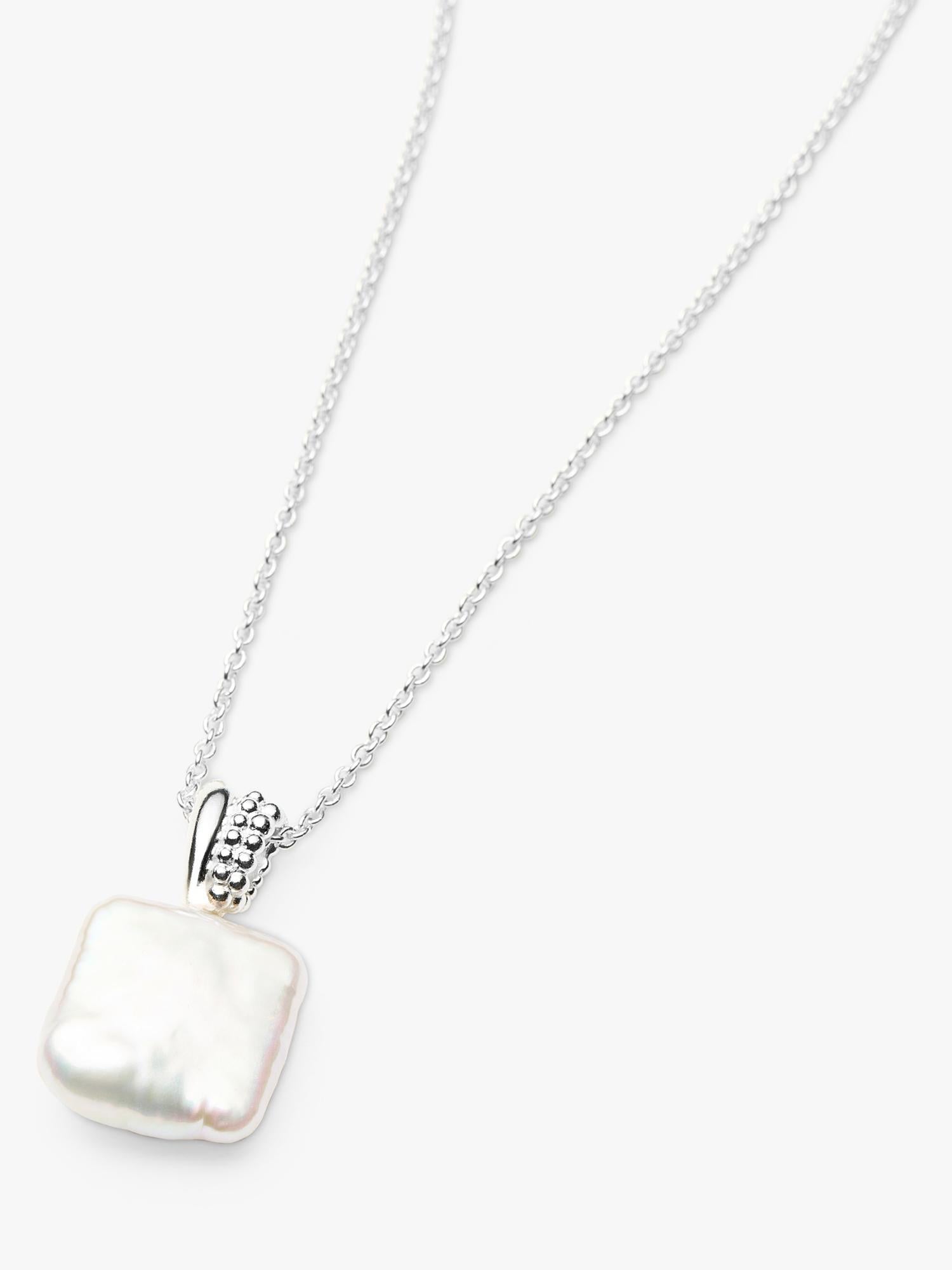 Missoma square pearl baya pendant necklace silver (British brand)