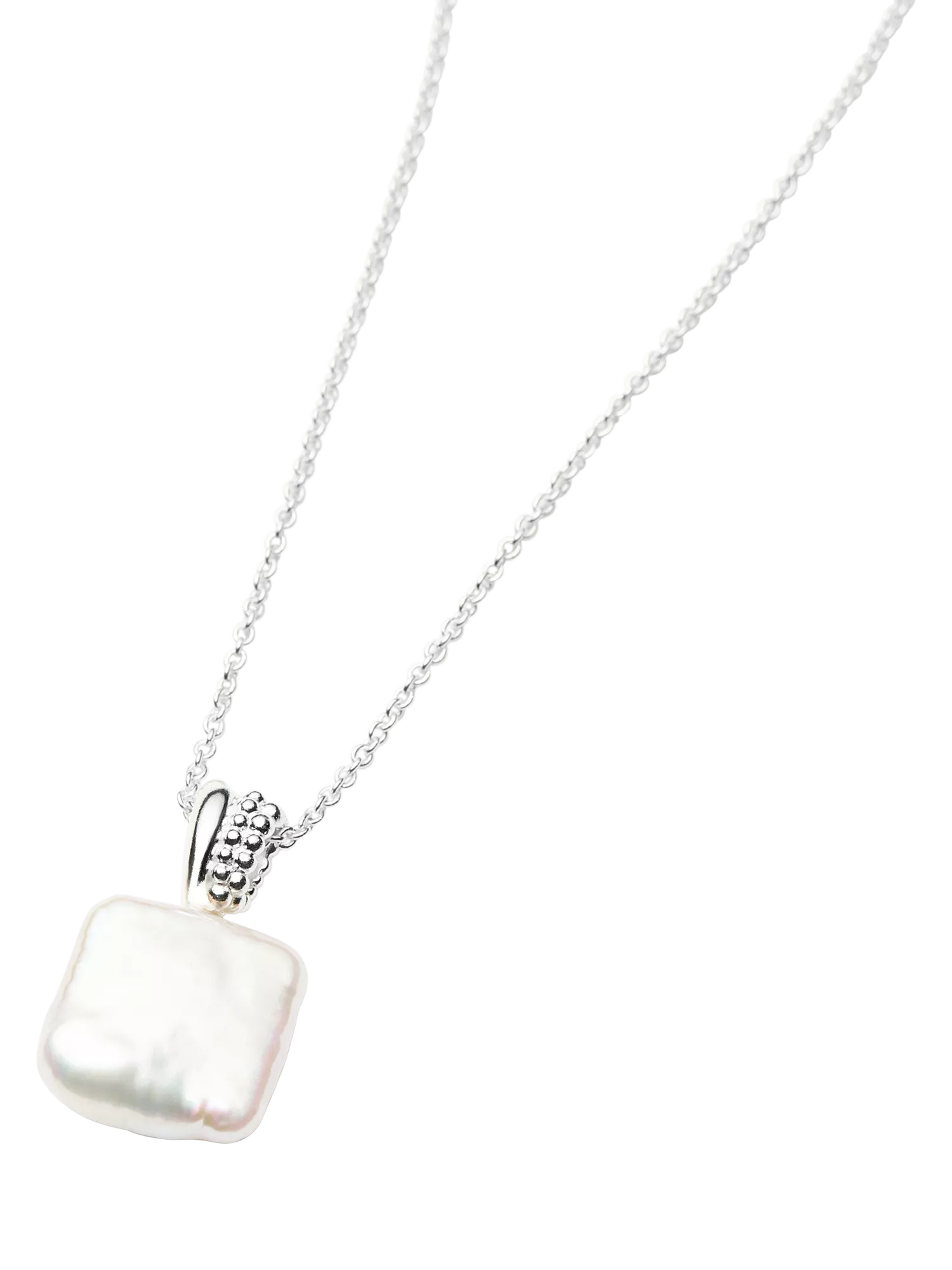 Missoma square pearl baya pendant necklace silver (British brand)
