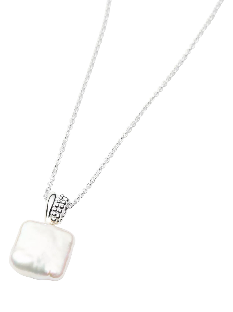 Missoma square pearl baya pendant necklace silver (British brand)