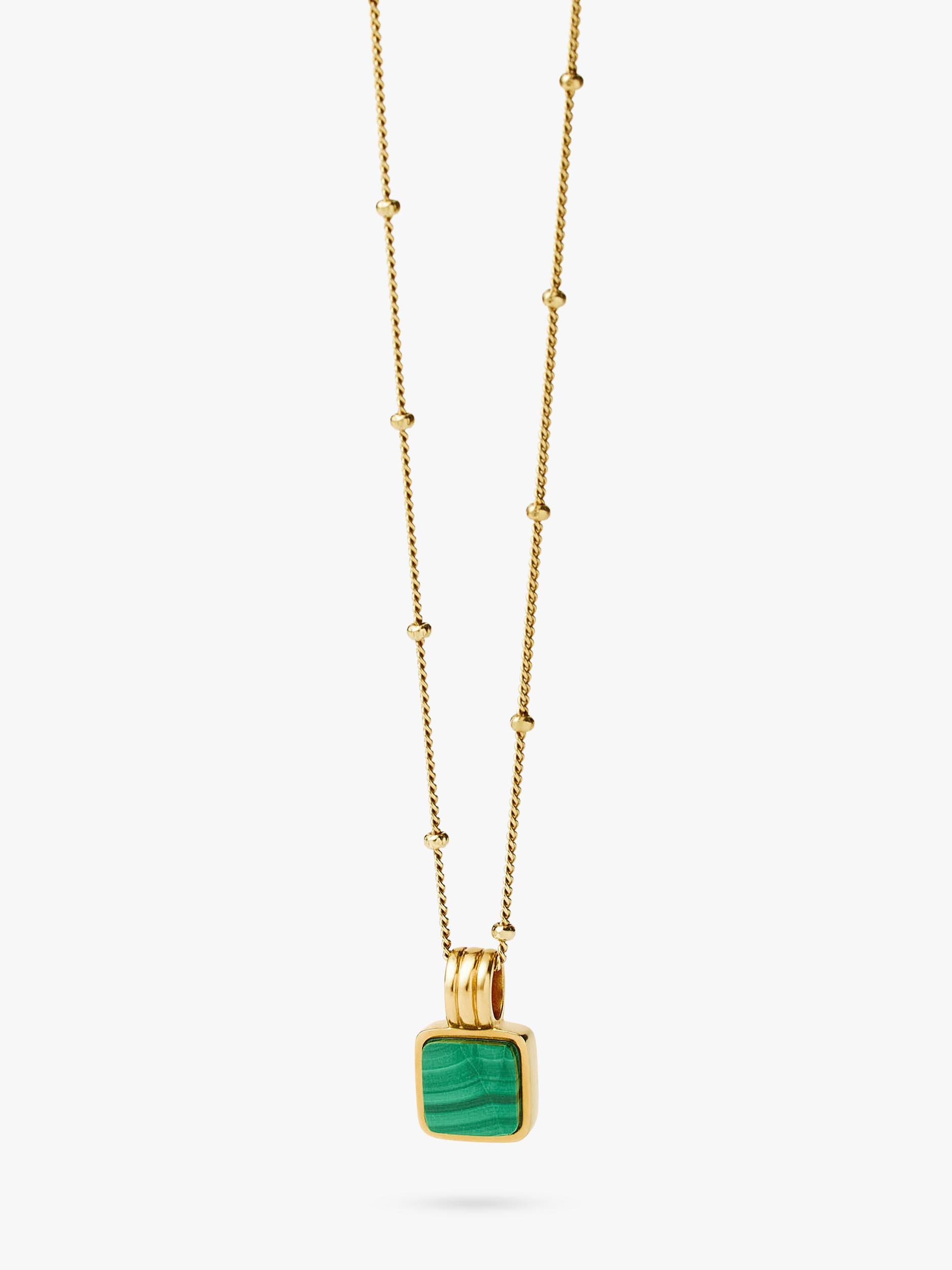 Missoma square malachite pendant necklace gold 45cm chain (British brand)