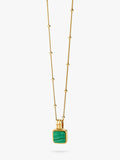 Missoma square malachite pendant necklace gold 45cm chain (British brand)