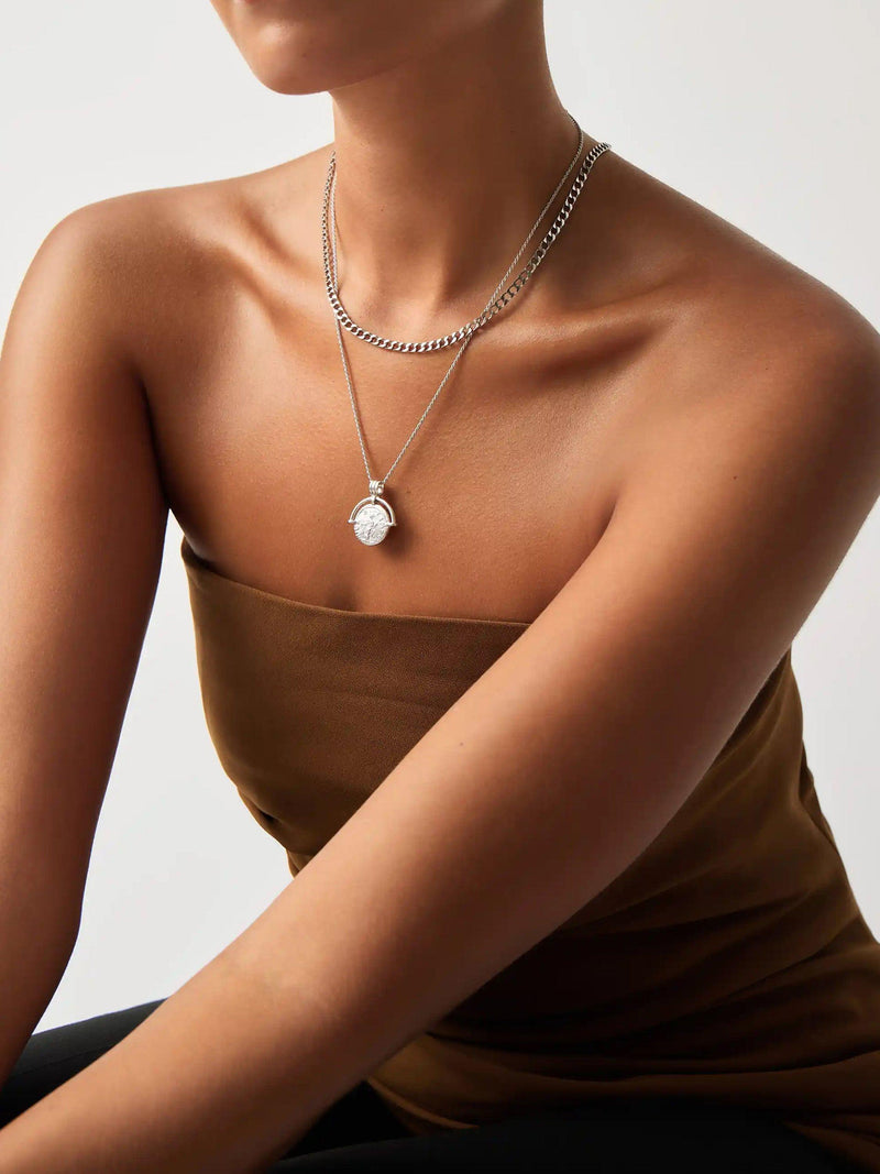 Missoma coin pendant necklace silver, UK version