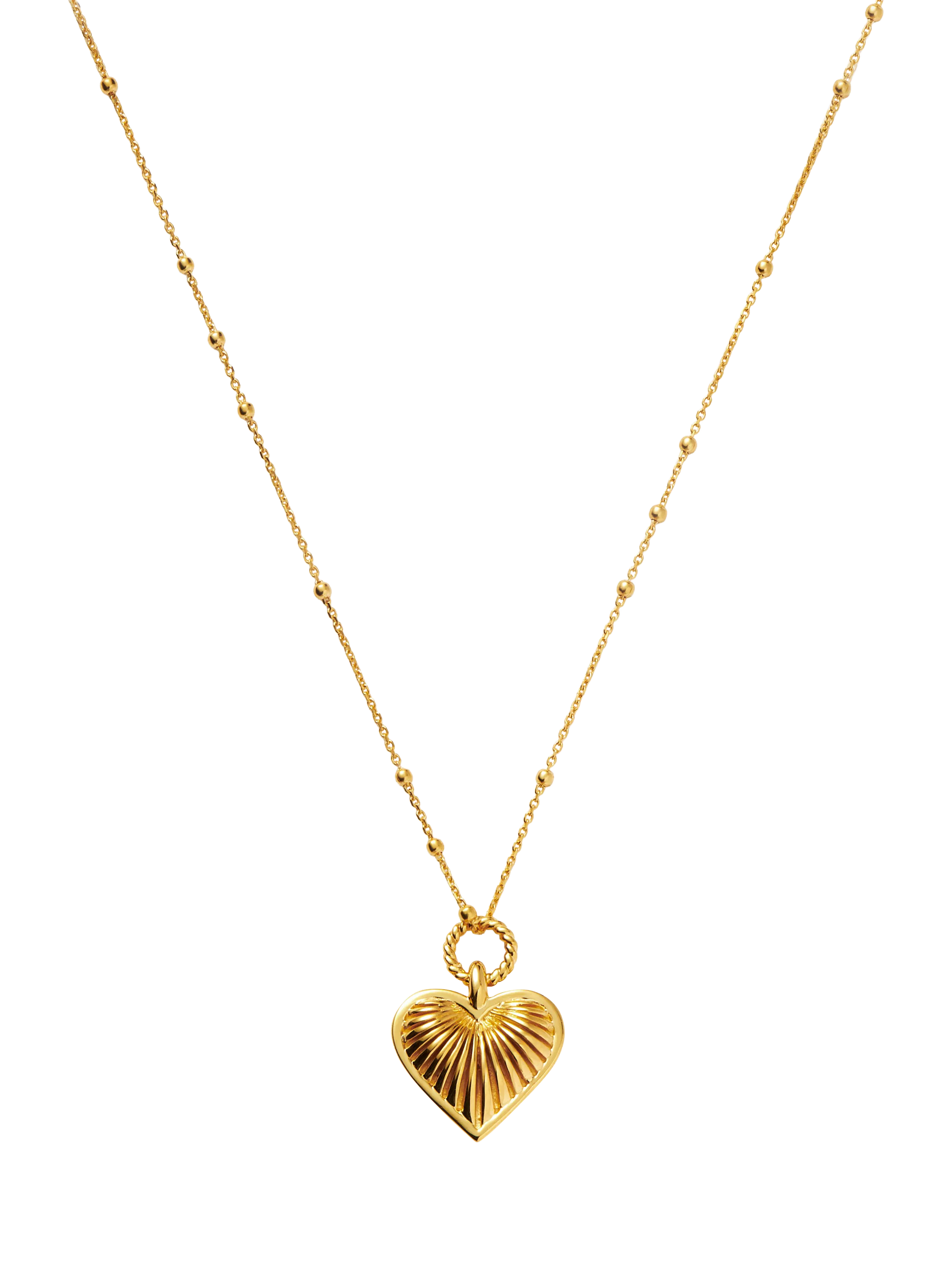 Missoma ridge heart pendant necklace gold plated, imported from the UK