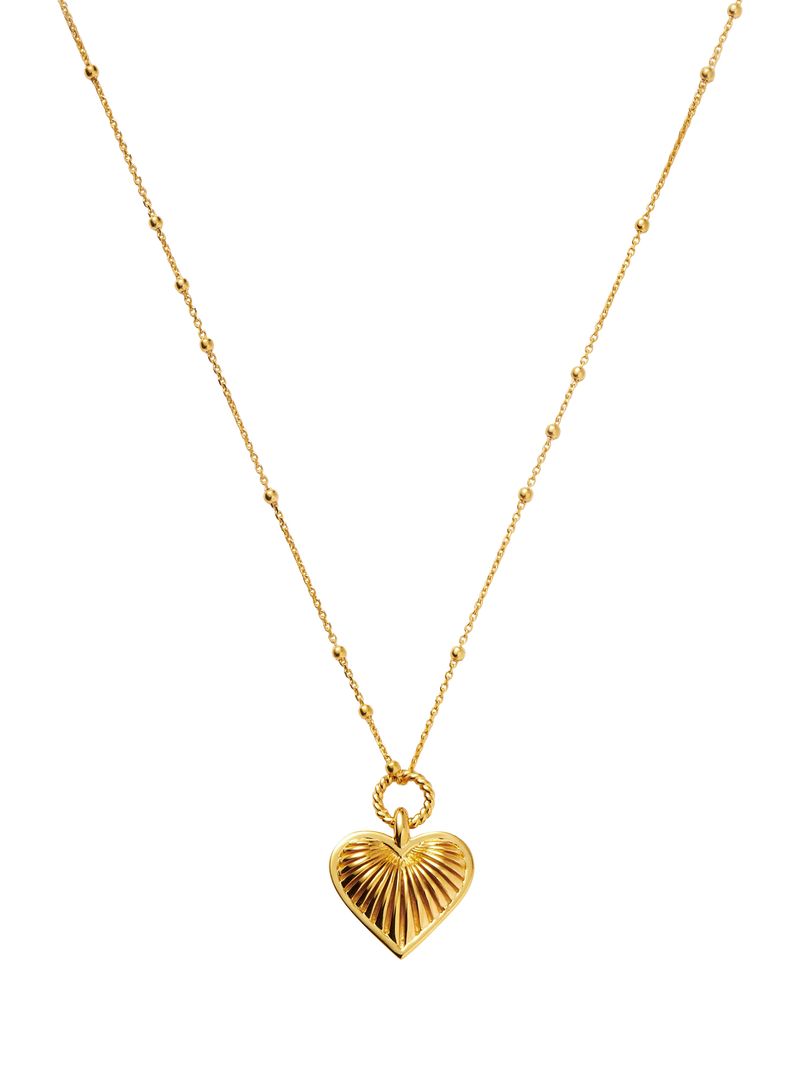 Missoma ridge heart pendant necklace gold plated, imported from the UK