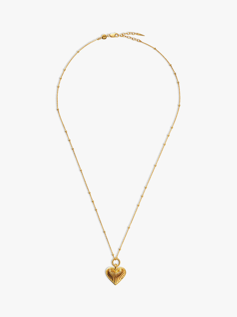 Missoma ridge heart pendant necklace gold plated, imported from the UK