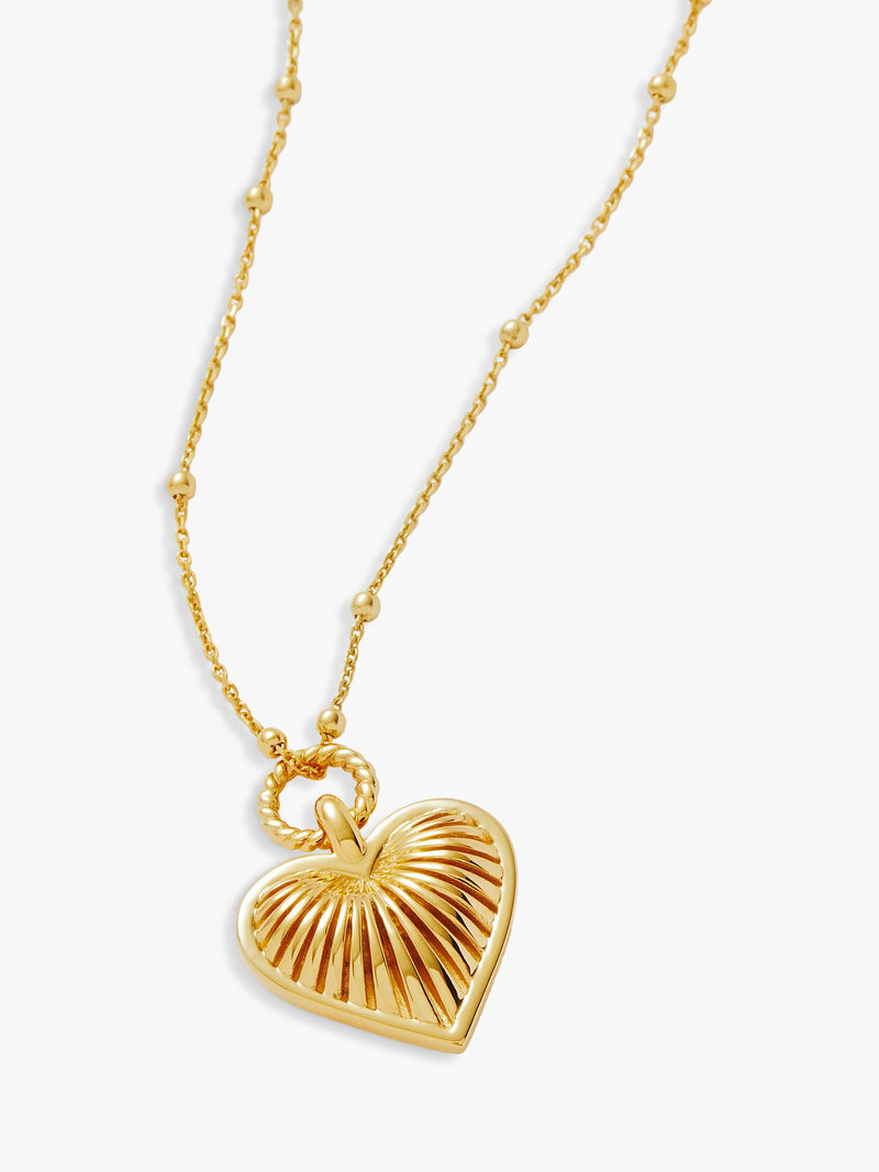 Missoma ridge heart pendant necklace gold plated, imported from the UK