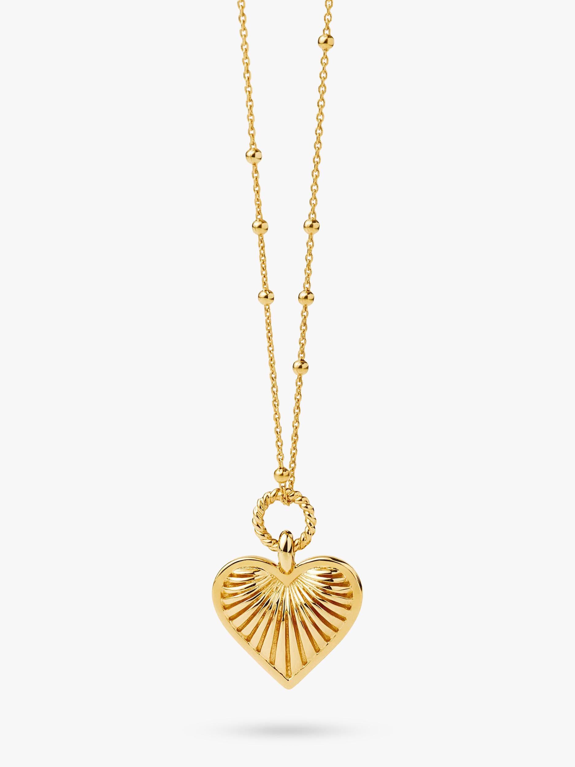 Missoma ridge heart pendant necklace gold plated, imported from the UK
