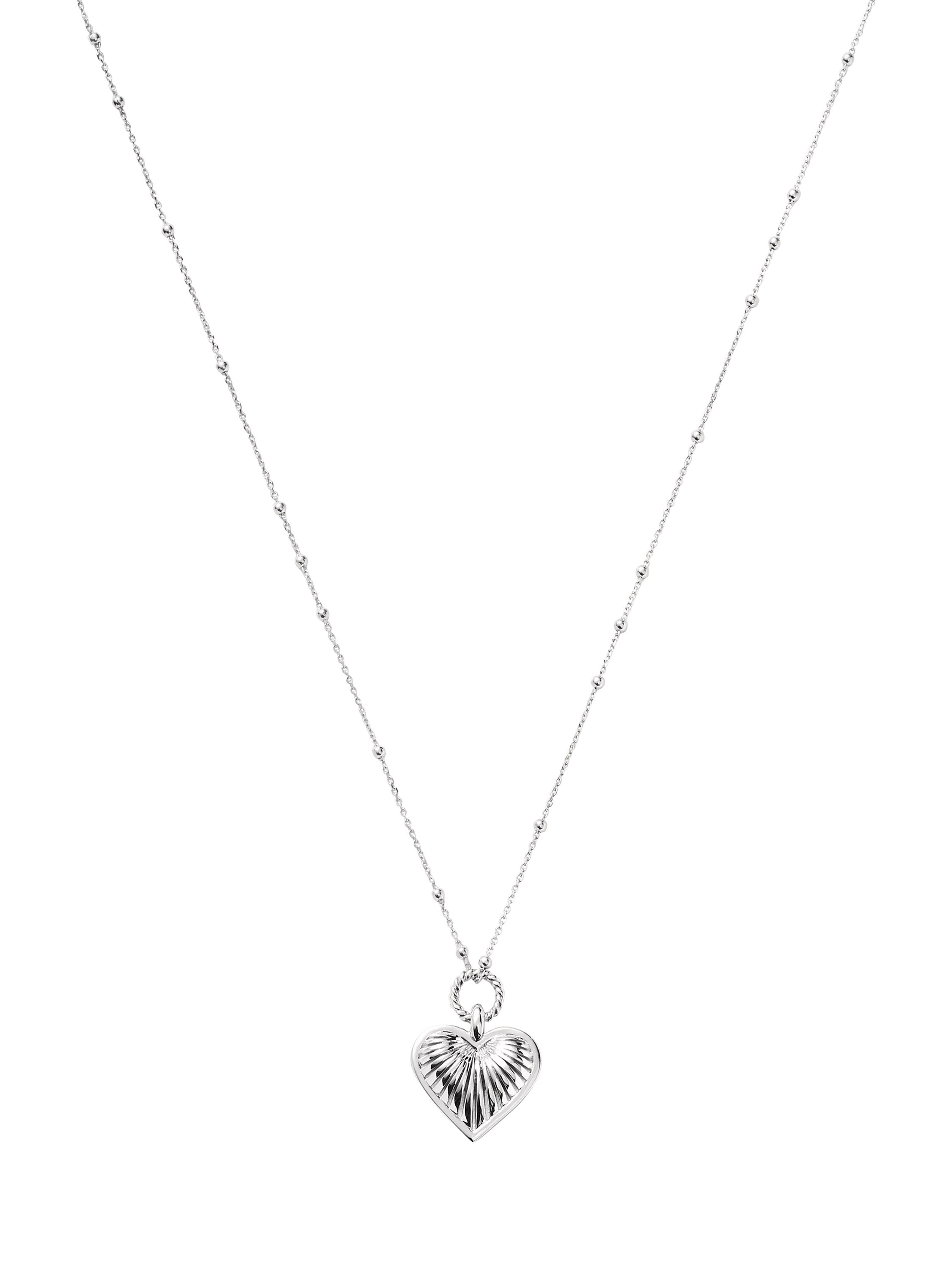 Missoma Ridge Heart Charm Pendant Necklace Gold Plated 56cm