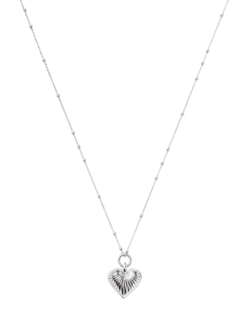 Missoma Ridge Heart Charm Pendant Necklace Gold Plated 56cm