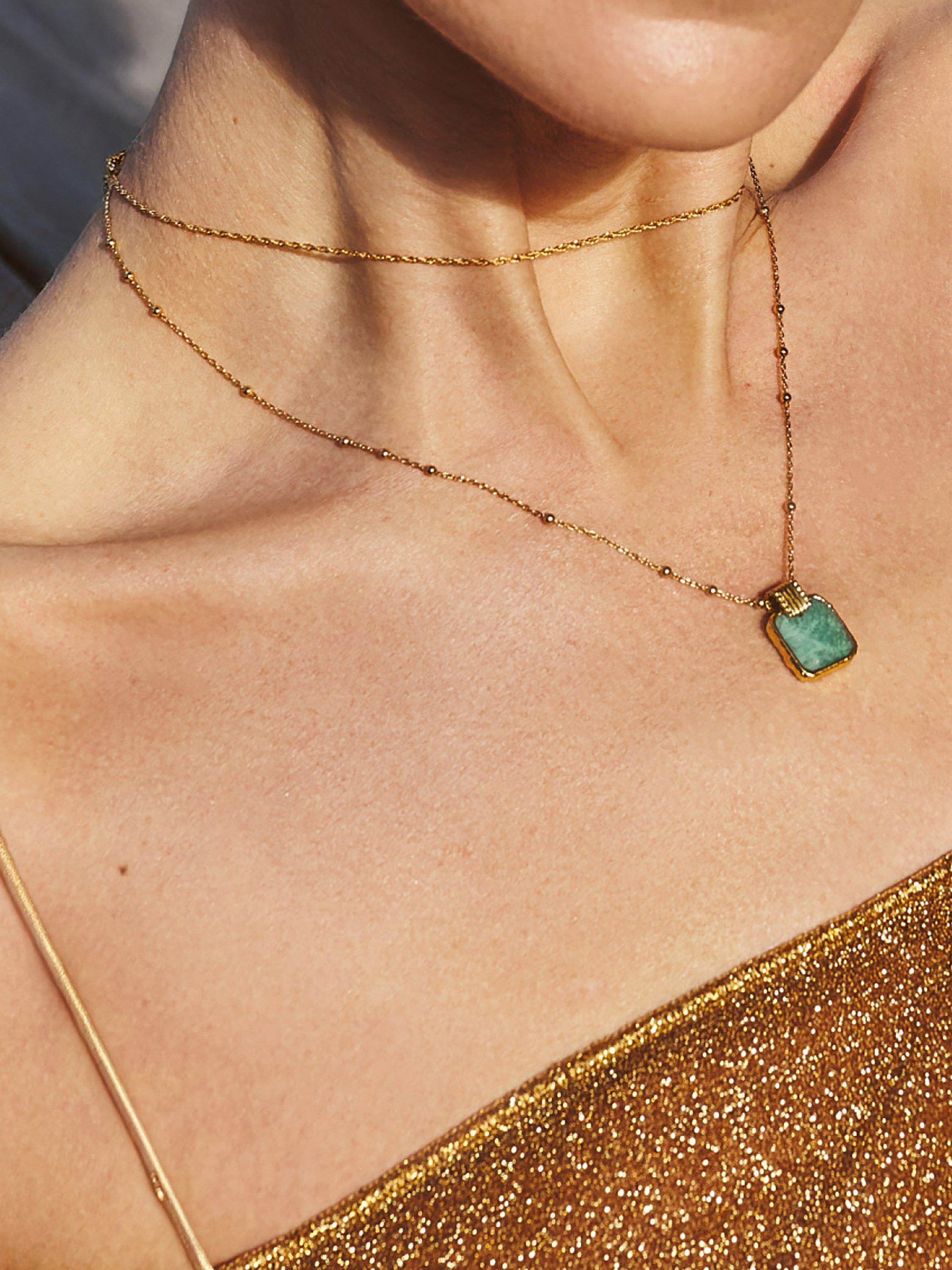 Missoma Lena Charm Necklace gold plated amazonite 50cm, UK version