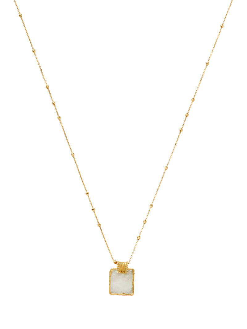 Missoma Lena Charm Necklace, Gold/Moonstone