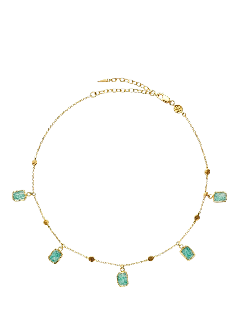 Missoma Lena Charm Choker necklace with amazonite, gold plated (British brand)