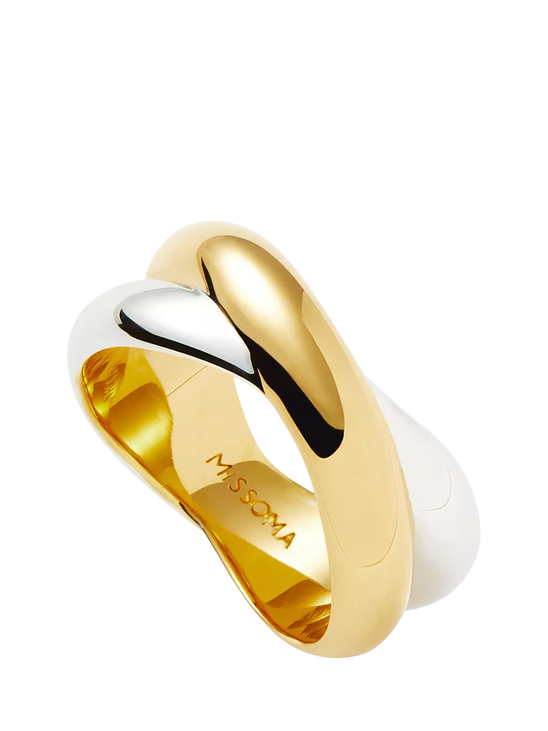 Missoma chunky cross over statement ring gold silver - British product