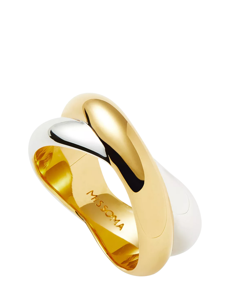 Missoma chunky cross over statement ring gold silver - British product