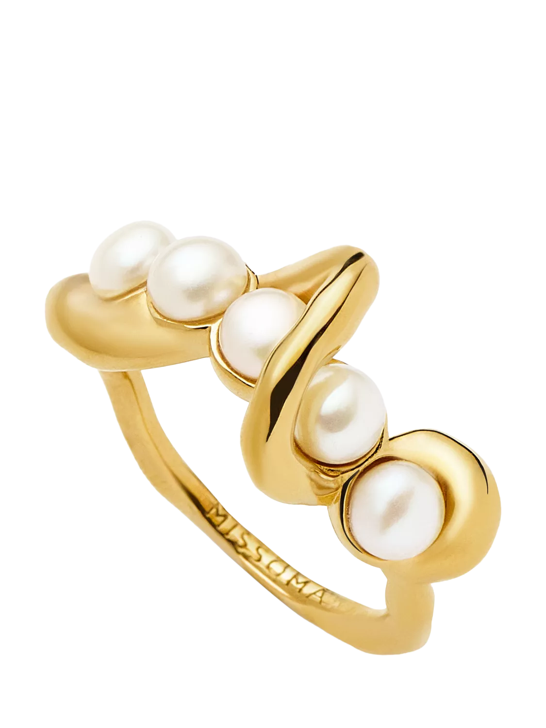 Missoma molten pearl statement ring gold, UK version