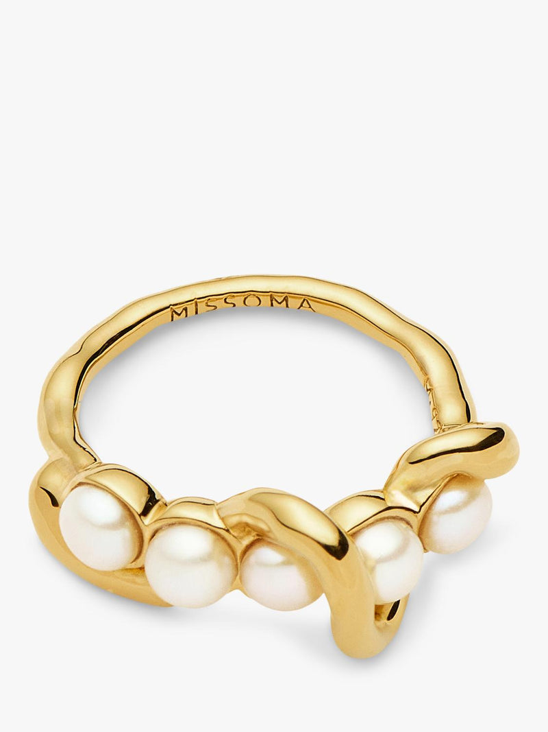 Missoma molten pearl statement ring gold, UK version