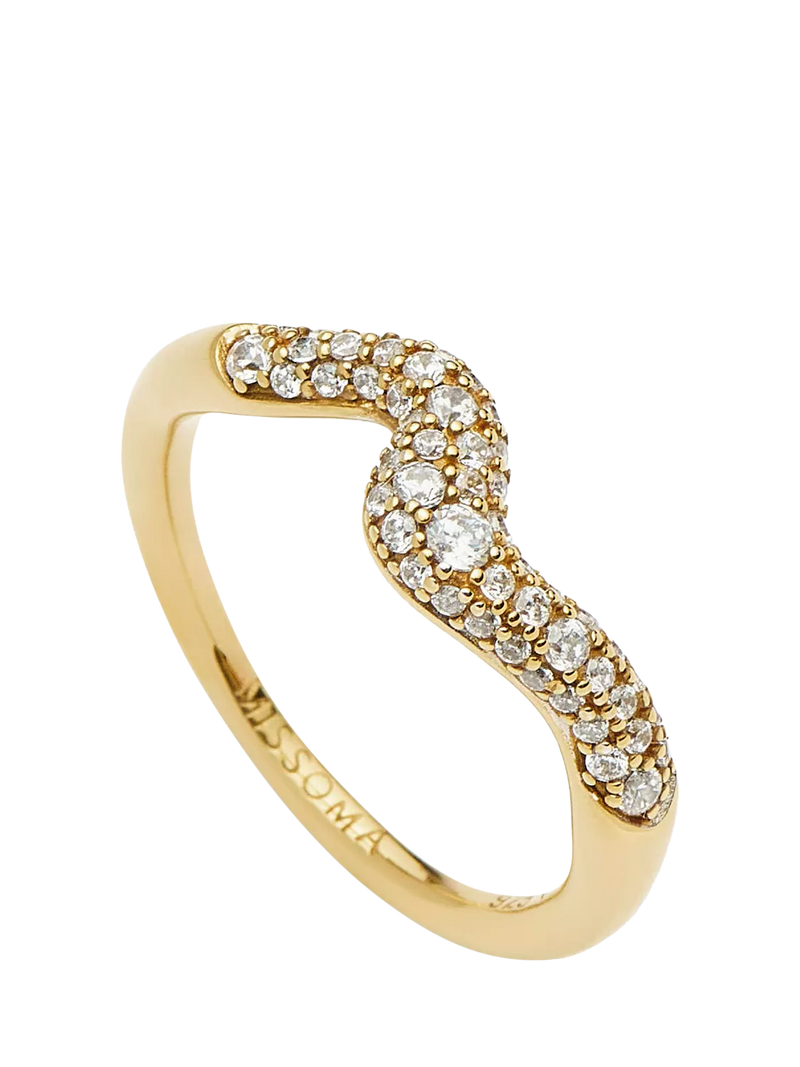 Missoma gold vermeil stacking ring with cubic zirconia, imported from the UK