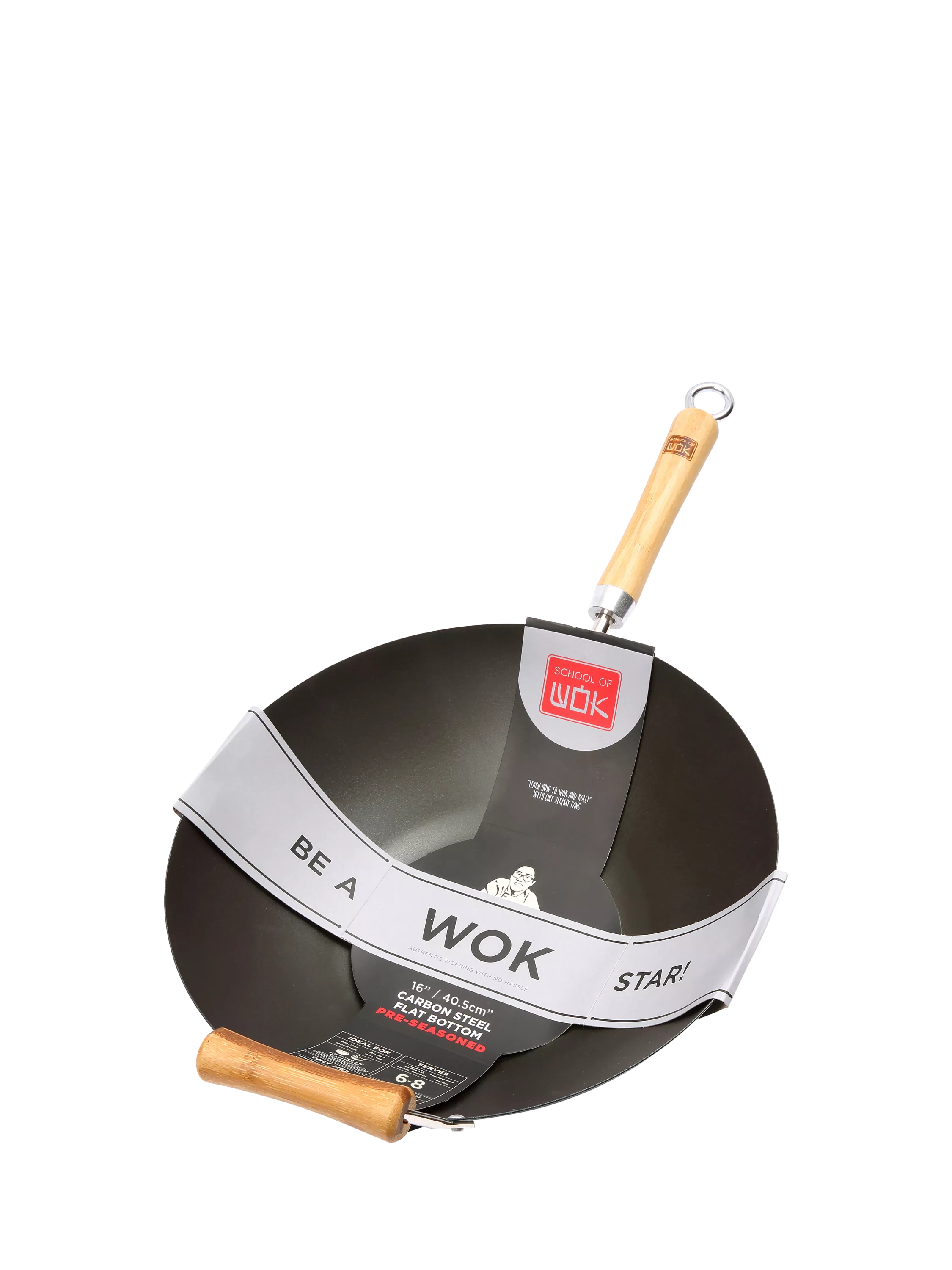 School Of Wok pre-seasoned carbon steel wok 40.5cm, UK version