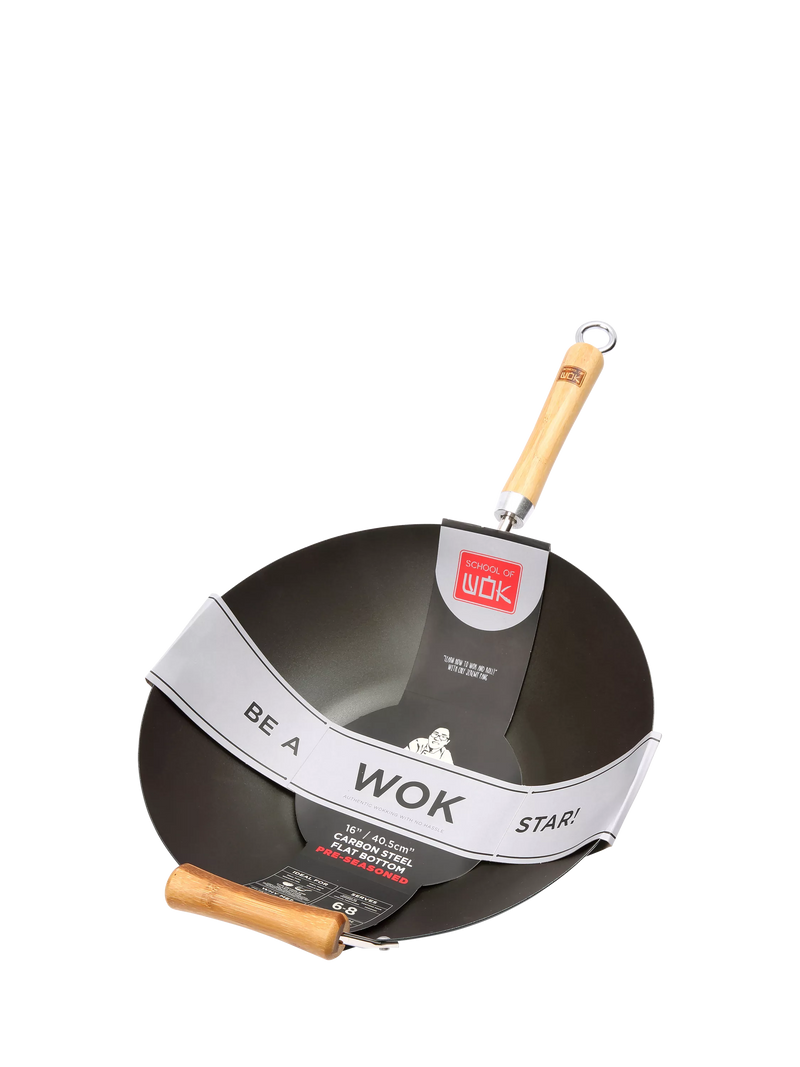 School Of Wok pre-seasoned carbon steel wok 40.5cm, UK version