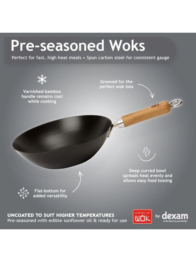 School Of Wok pre-seasoned carbon steel wok 40.5cm, UK version