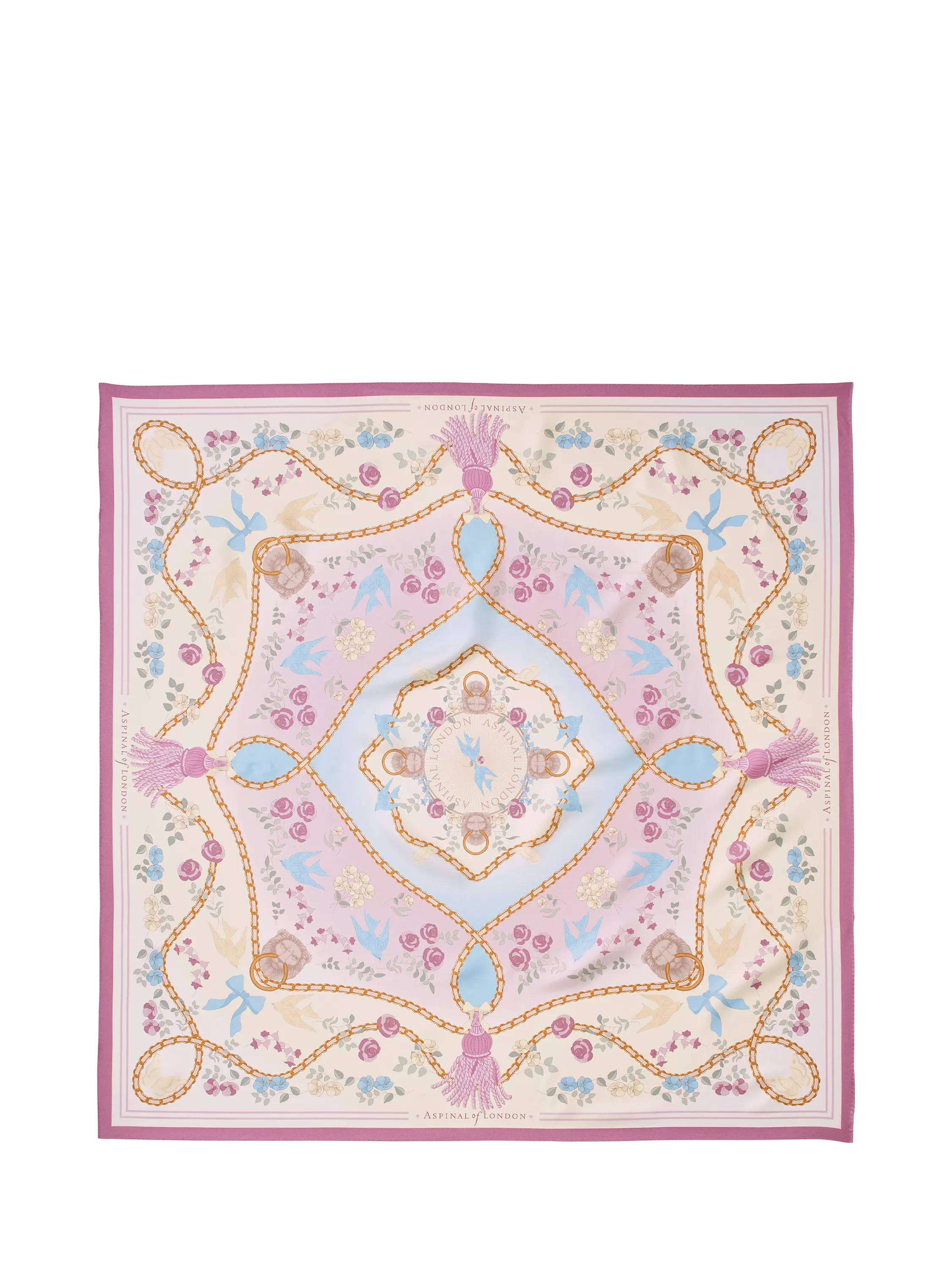 Aspinal of London silk scarf Mayfair rose 90x90cm, imported from the UK