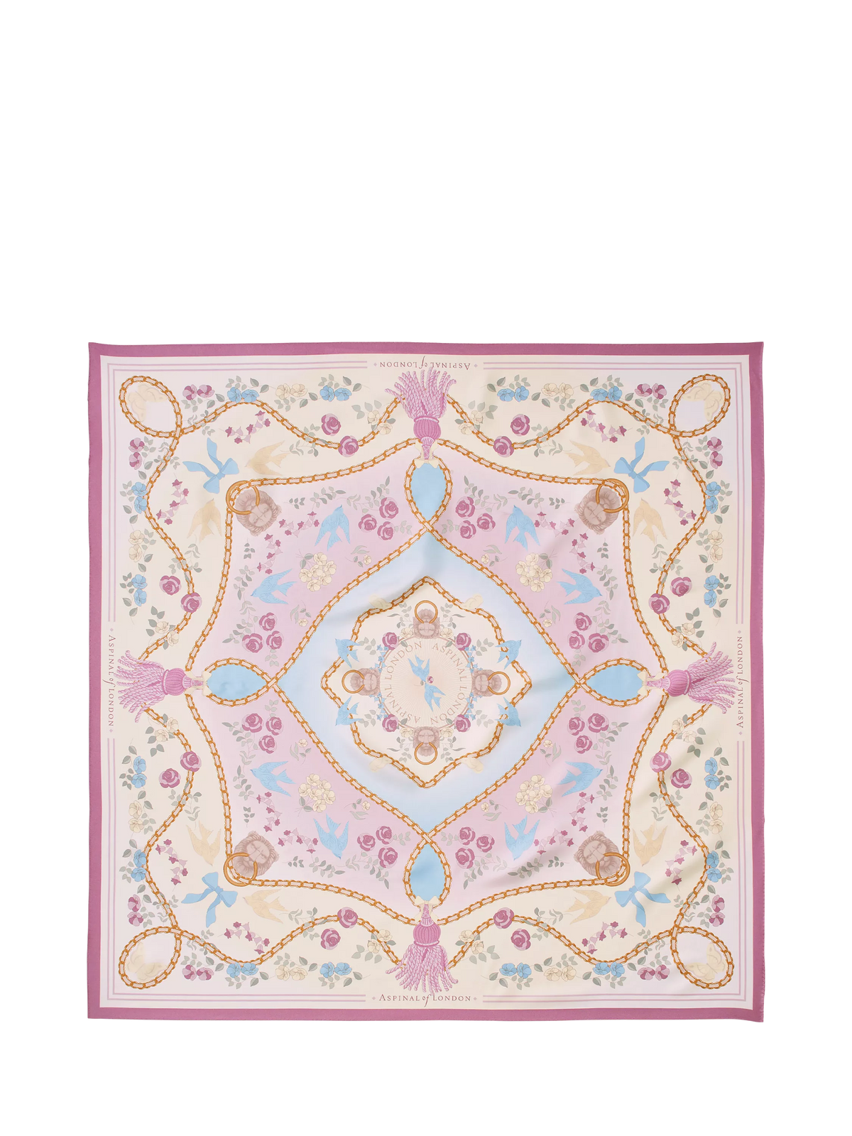 Aspinal of London silk scarf Mayfair rose 90x90cm, imported from the UK