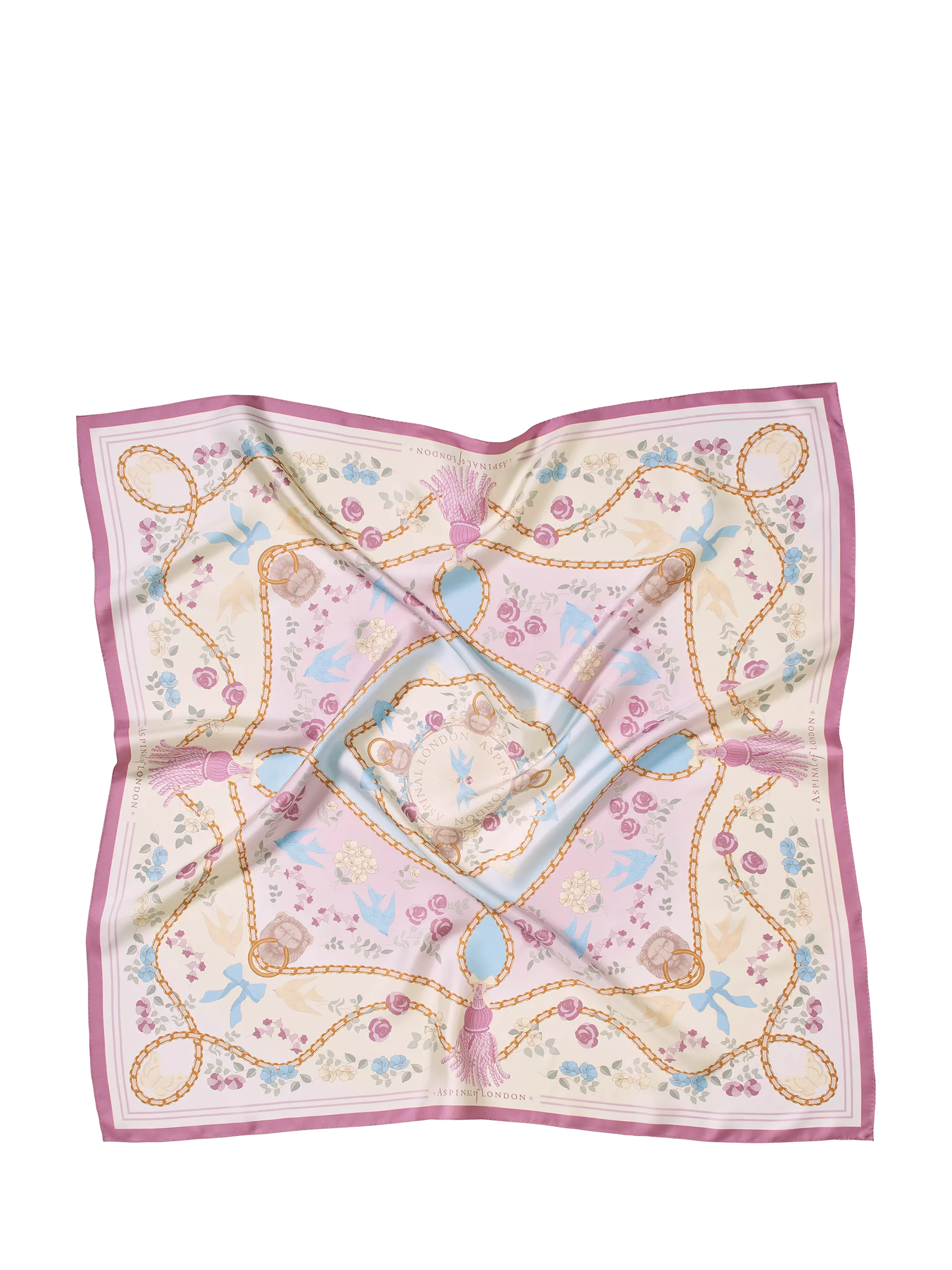 Aspinal of London silk scarf Mayfair rose 90x90cm, imported from the UK