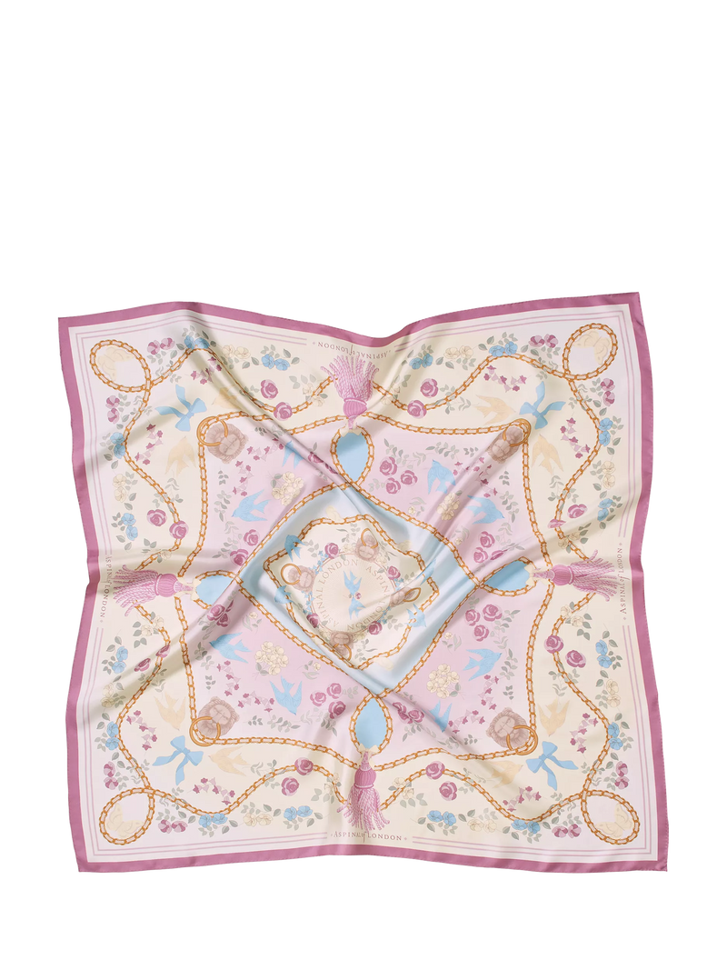 Aspinal of London silk scarf Mayfair rose 90x90cm, imported from the UK