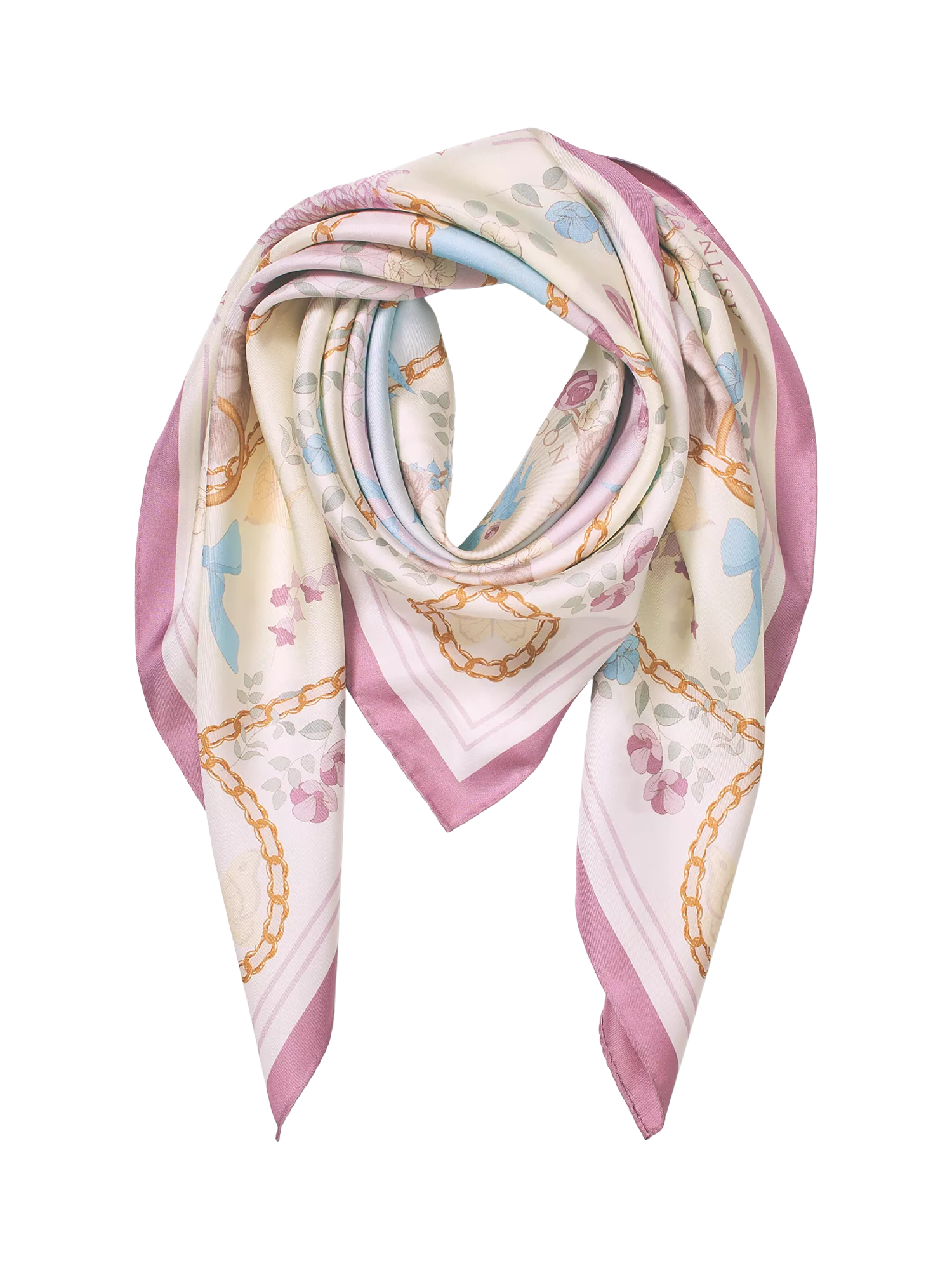 Aspinal of London silk scarf Mayfair rose 90x90cm, imported from the UK
