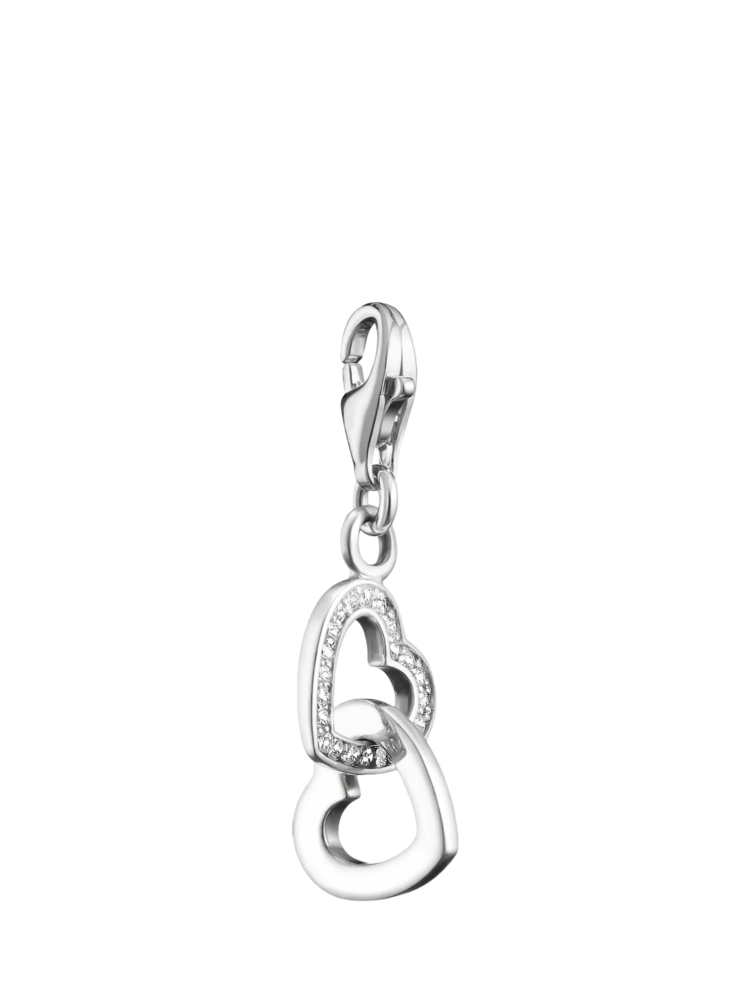 THOMAS SABO double heart crystal charm in silver - British product