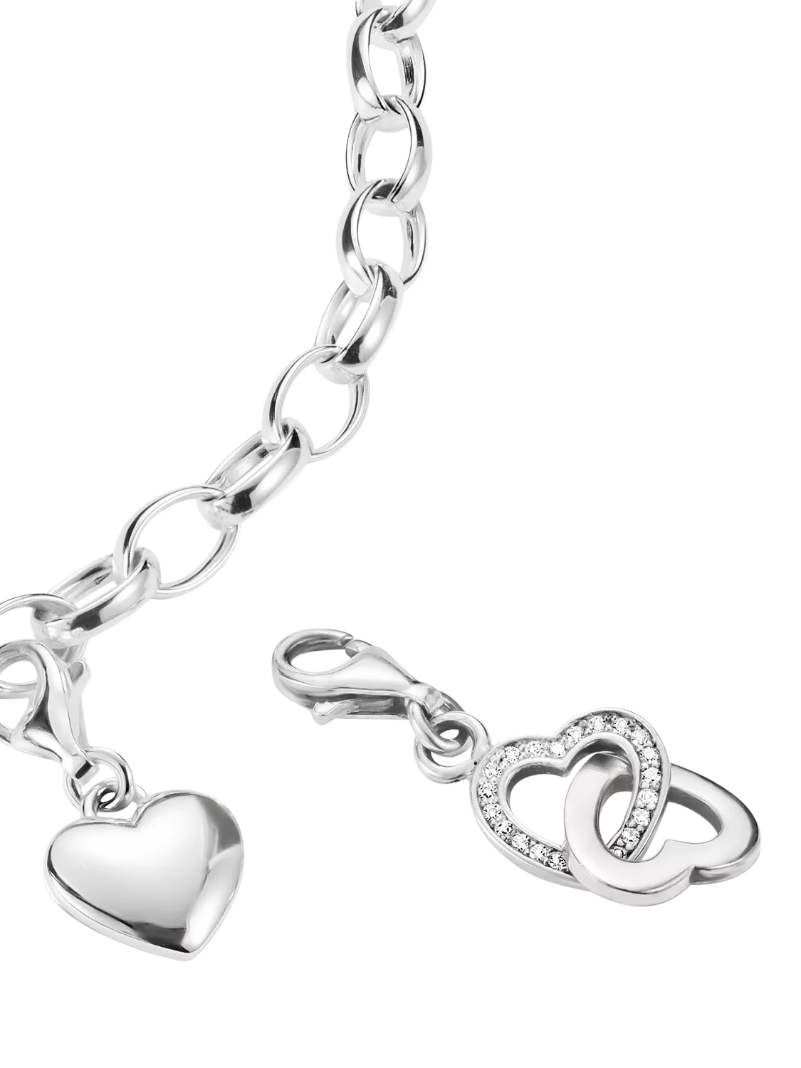 THOMAS SABO double heart crystal charm in silver - British product